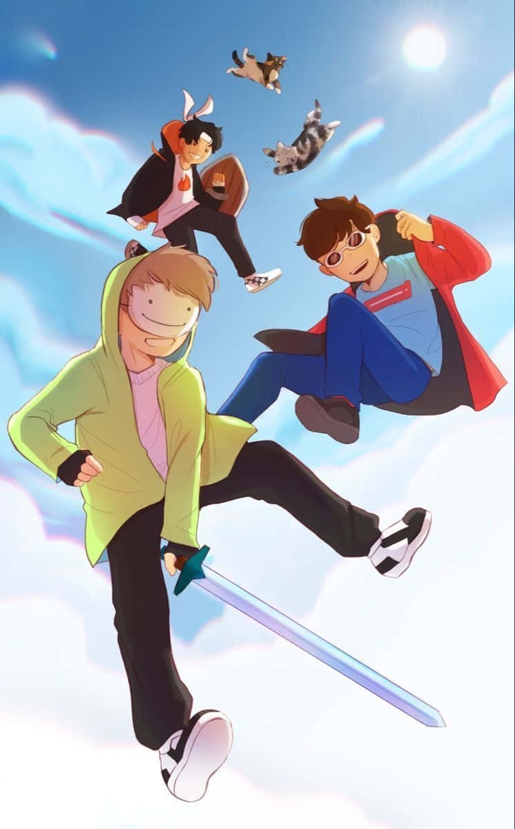 Dream Team Fan Art tapet viser et hold af flere superhelte. Wallpaper