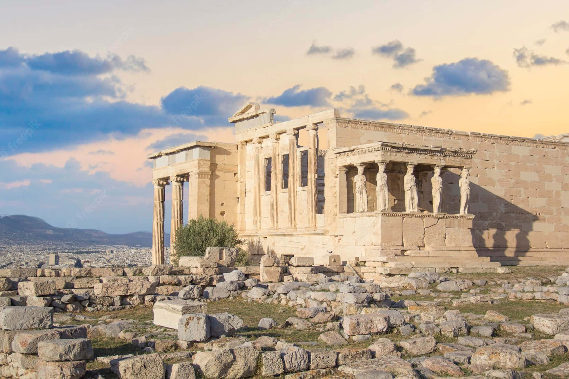 The East Side Of The Erechtheion Struck With Sunlight Wallpaper