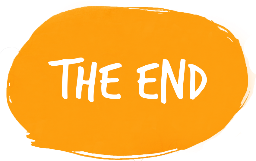 The End Text Orange Background PNG