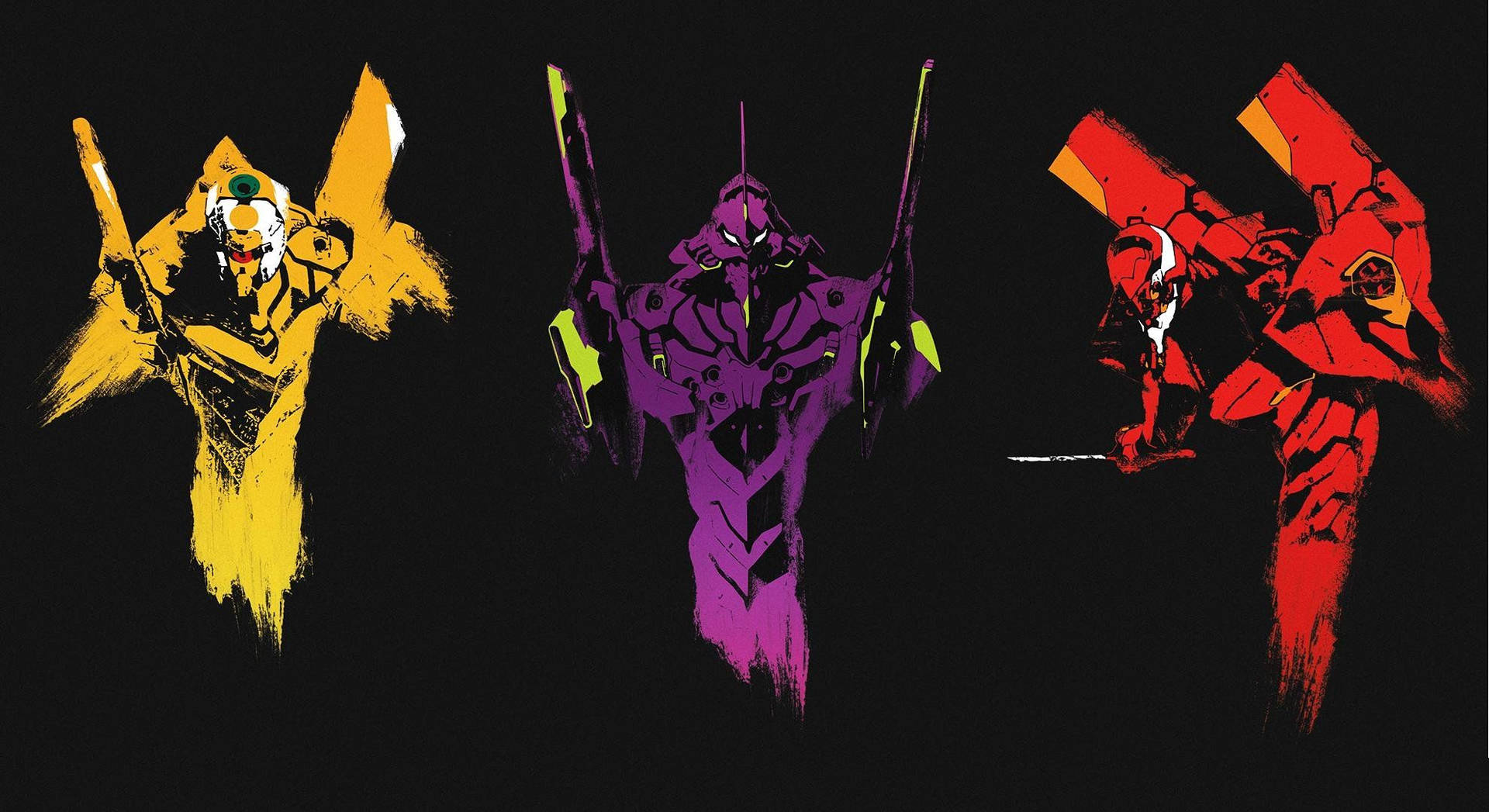 Three Different Colored Robots With Swords Wallpaper