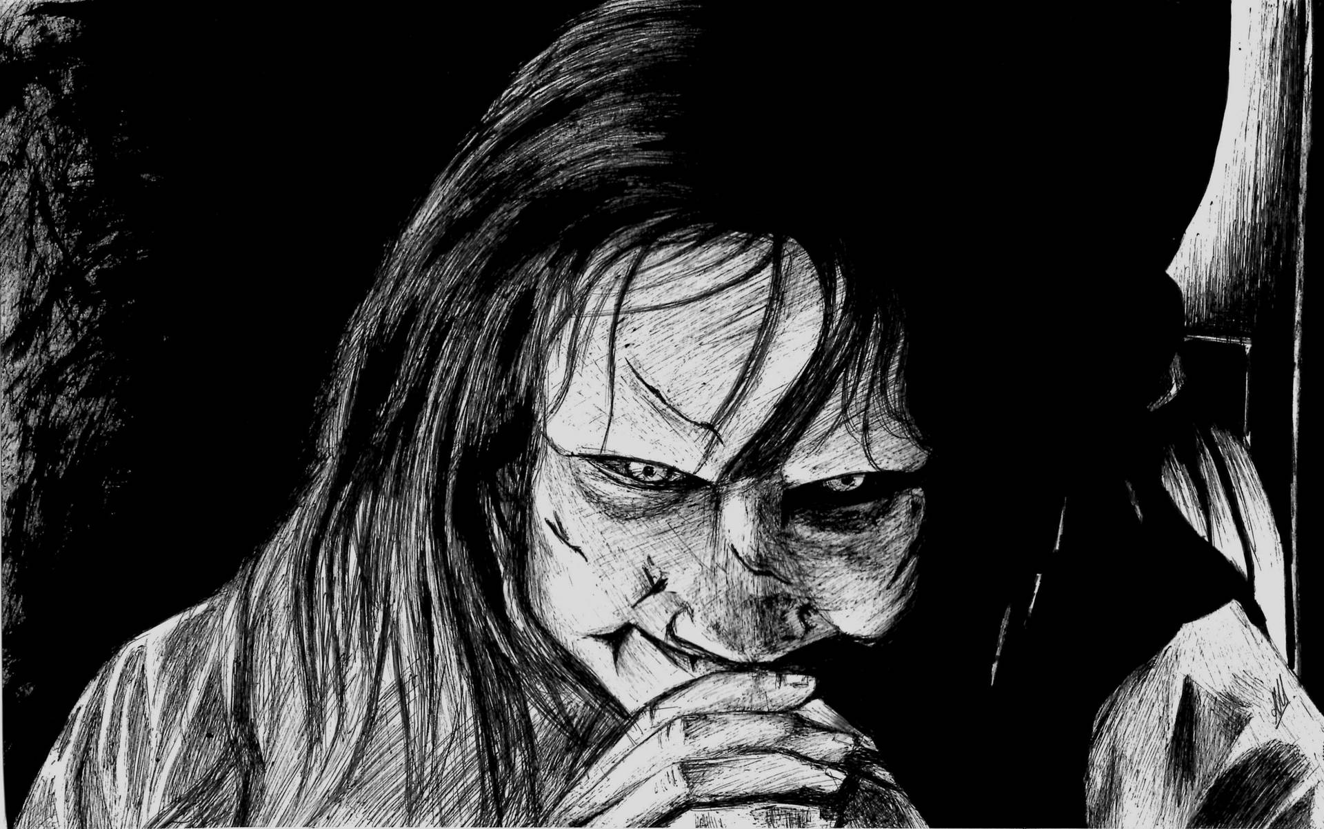 Det Exorcist Pencil Sketch. Wallpaper