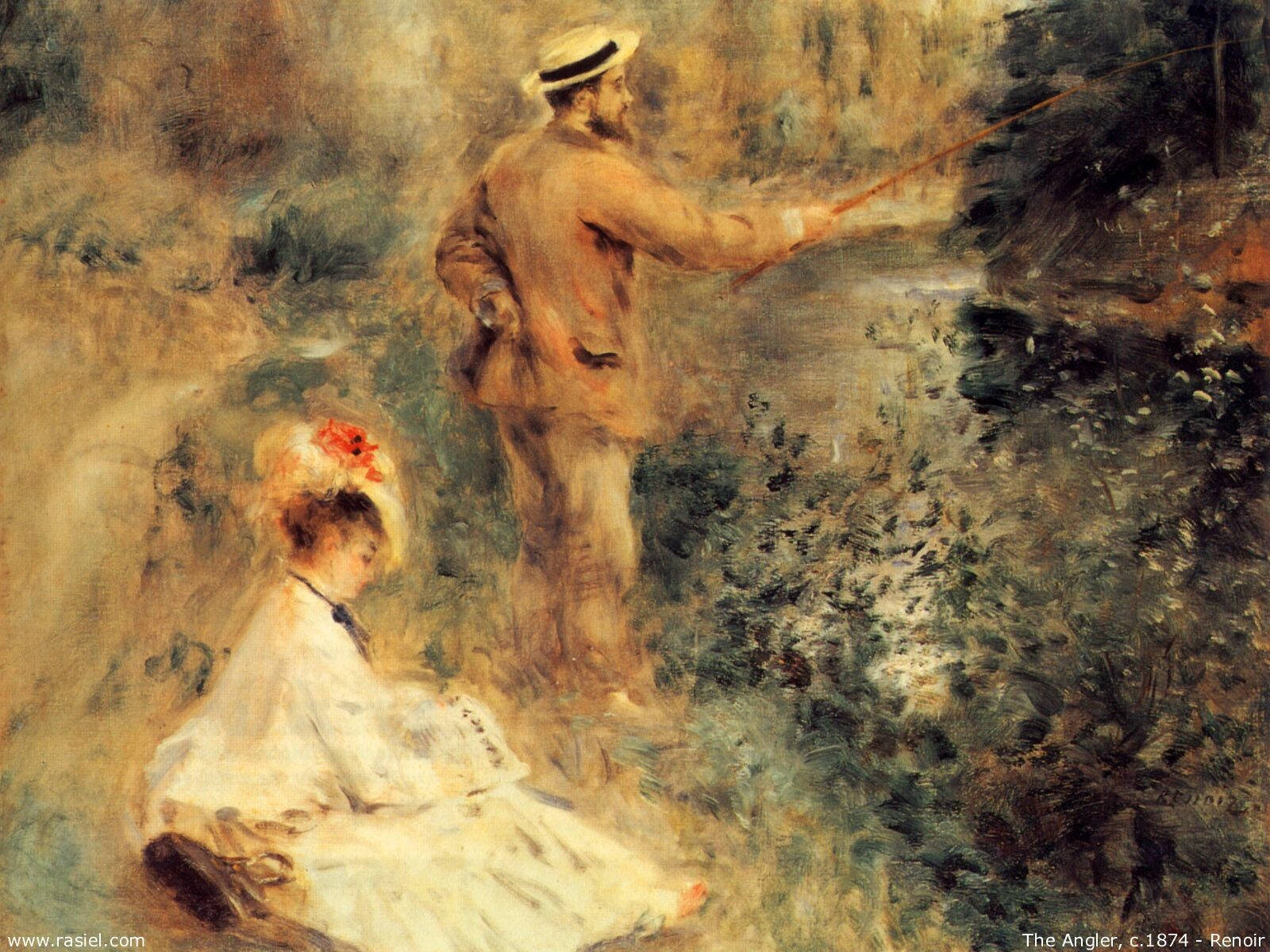 Caption: Renoir's Masterpiece - The Fishing Couple Wallpaper