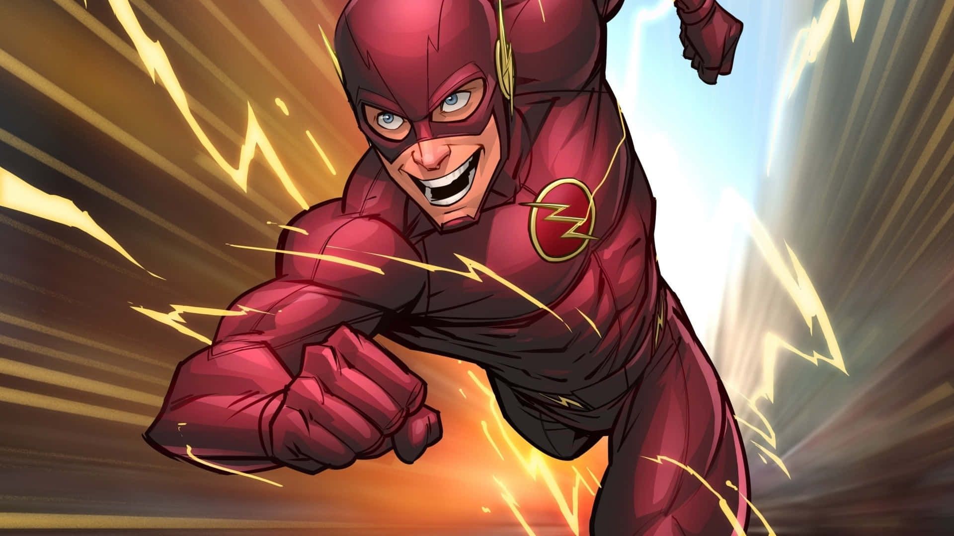 The Flash in Action on a High Definition Background