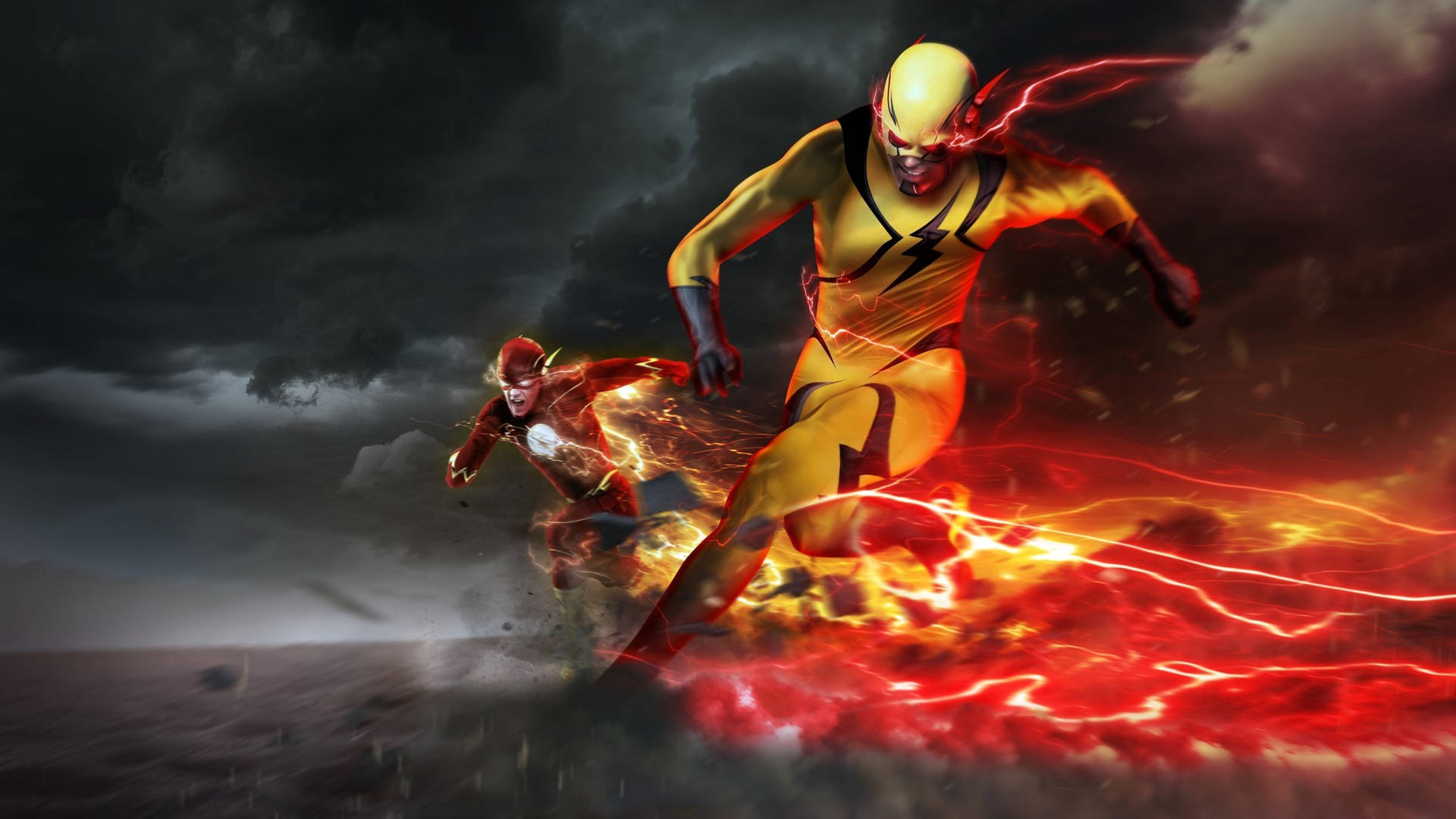 The Flash Movie Reverse Flash Digital Artwork Wallpaper