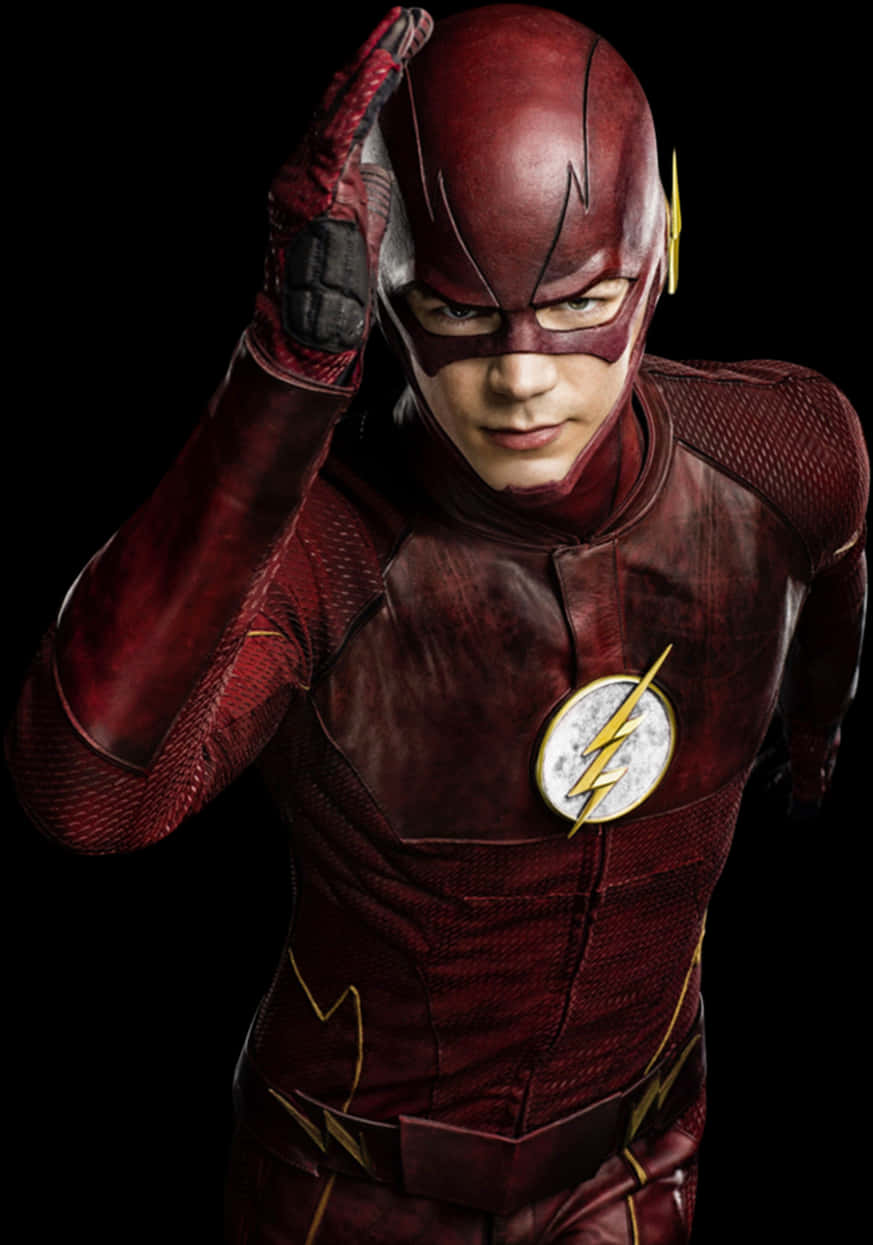 Download The_ Flash_ Saluting_in_ Costume | Wallpapers.com