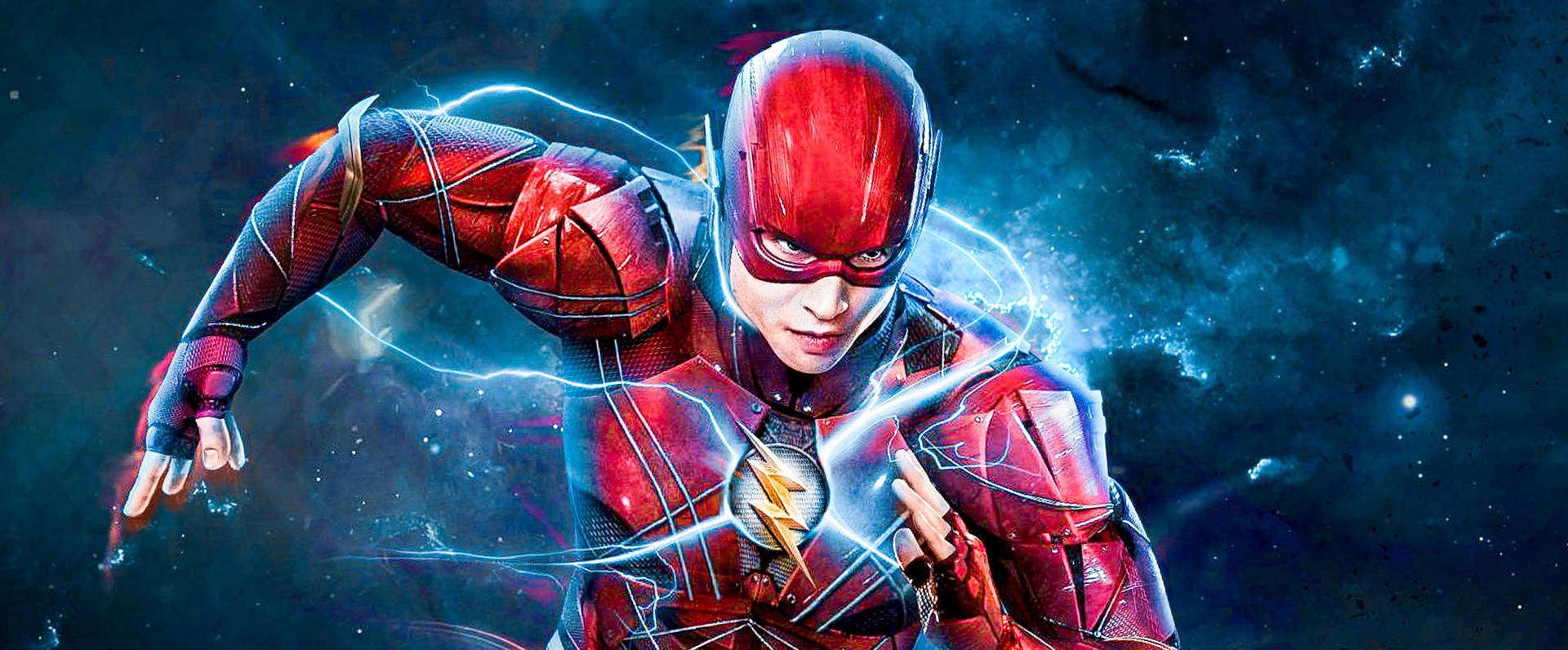The Flash With Fast Blue Lightning Background