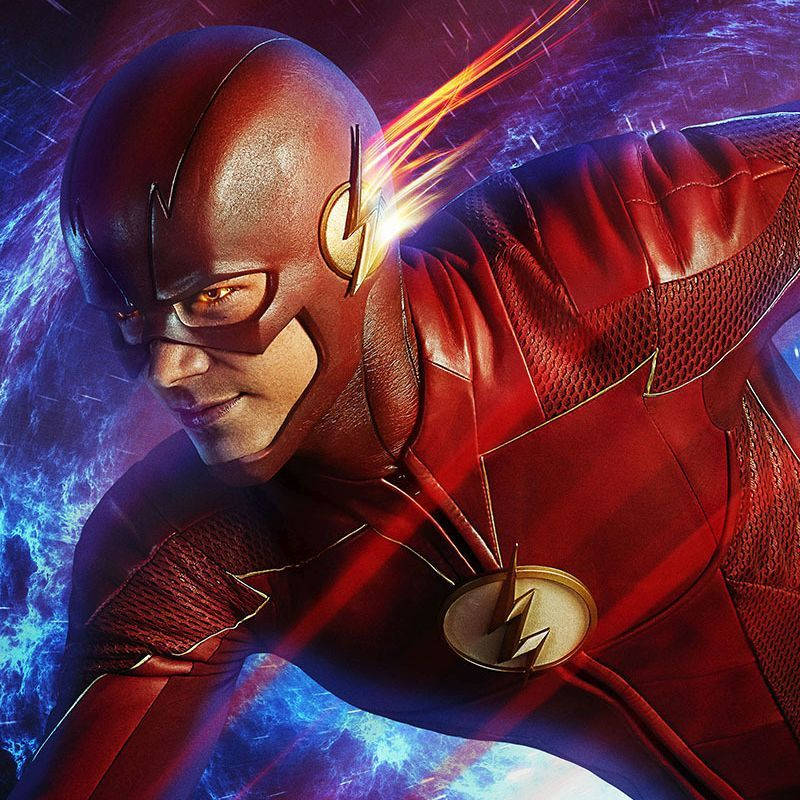 The Flash With Fast Lightning Background