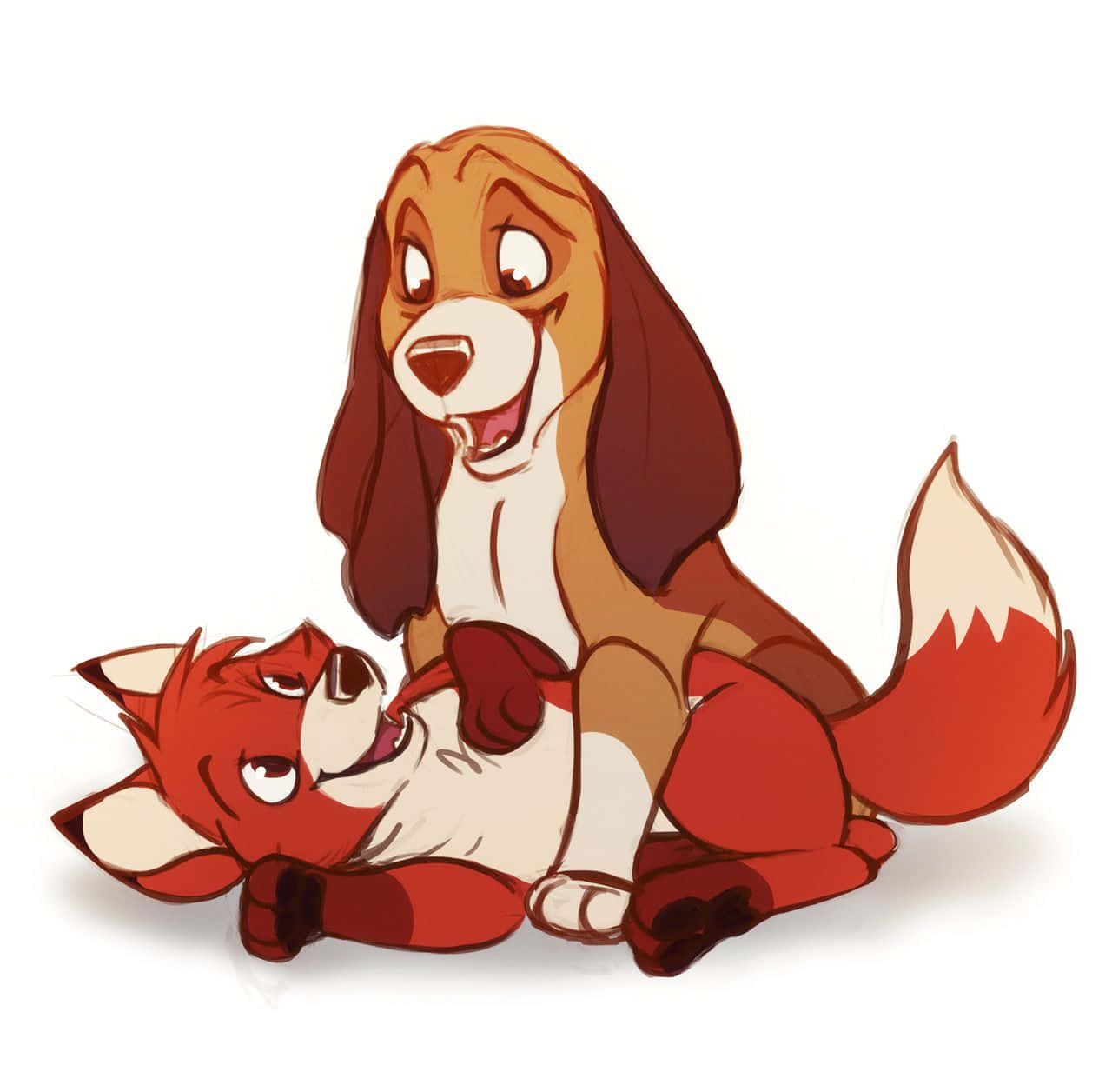The Fox and the Hound: Unlikely Friendship Wallpaper