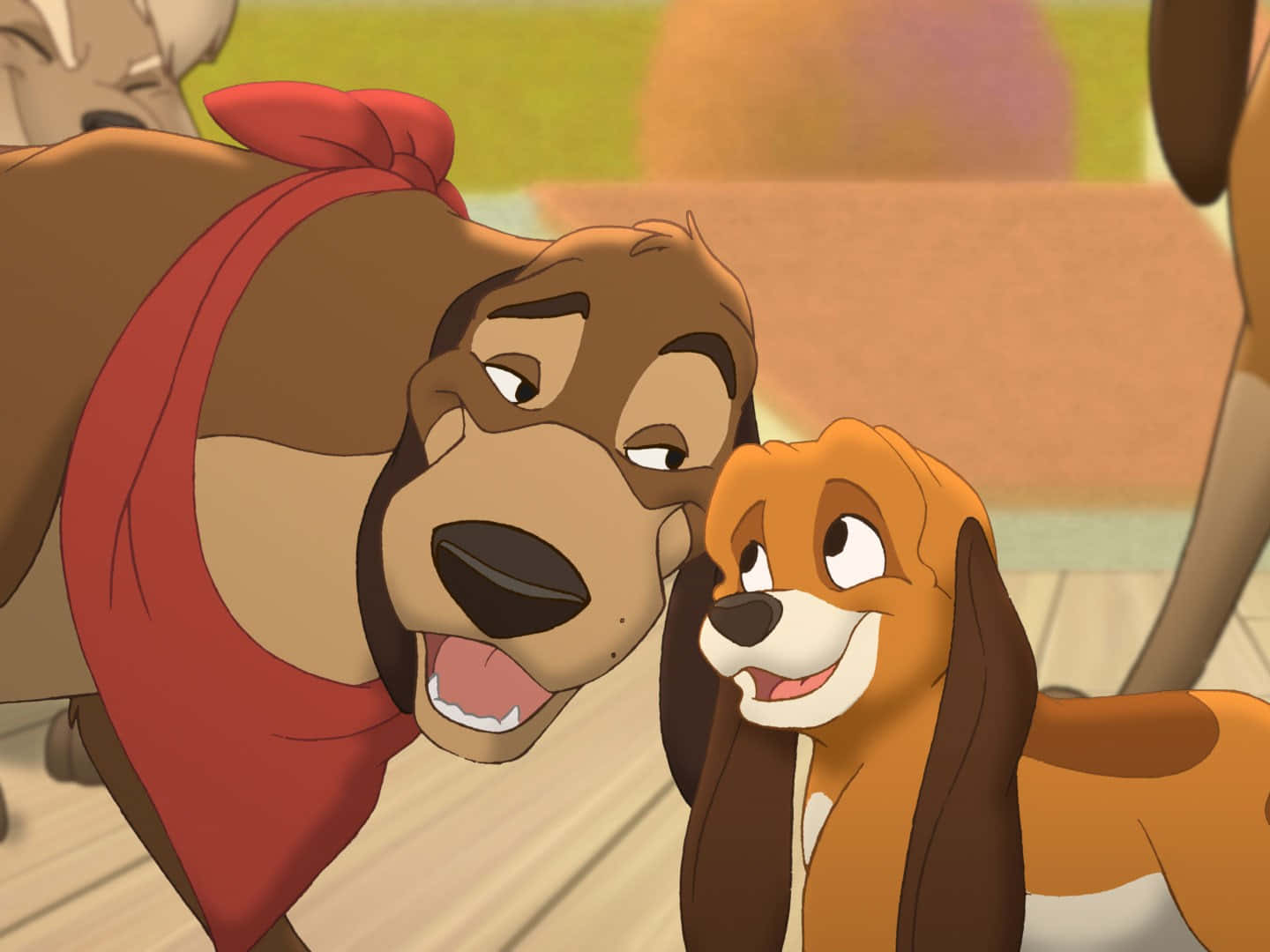 Fox and Hound Heartwarming Friendship Wallpaper