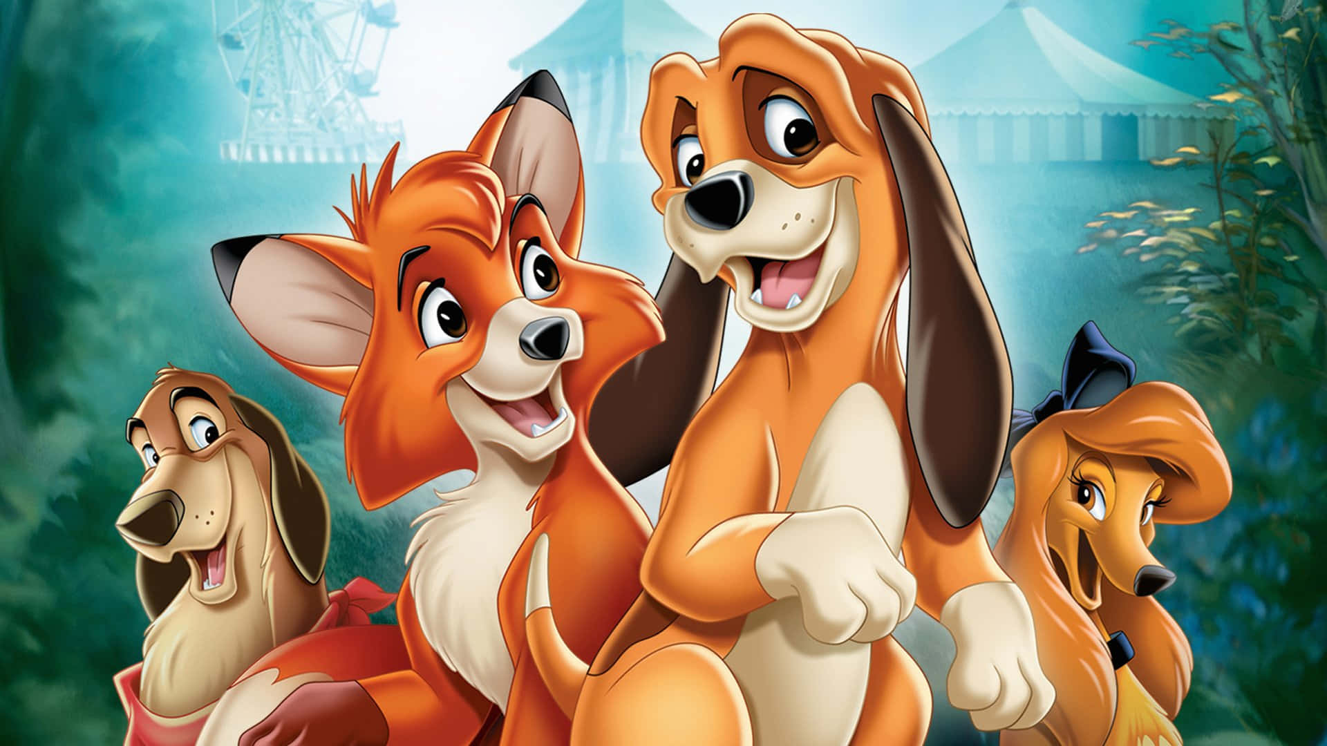 Fox and Hound: Unlikely Best Friends Wallpaper