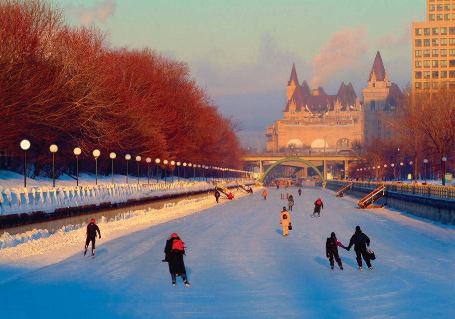 The Frozen Rideau Canal In Ottawa Wallpaper