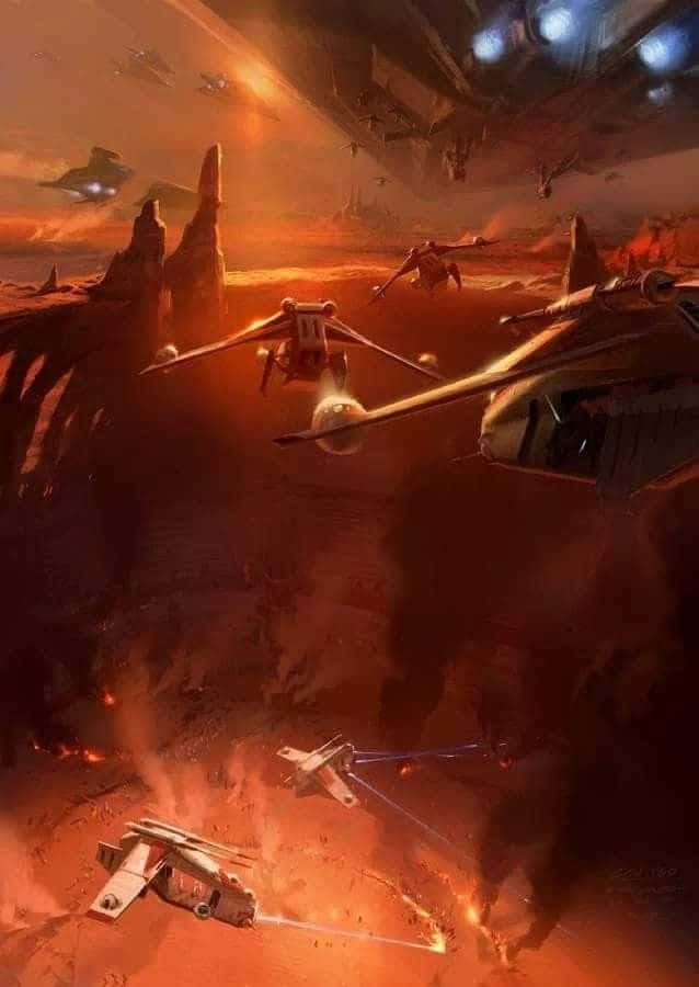 A view of The Geonosian Arena, a powerful battlefield in the Star Wars saga. Wallpaper