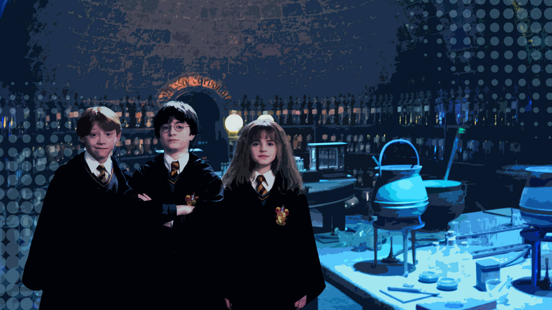L'estetica Di Hogwarts Del Trio D'oro Sfondo