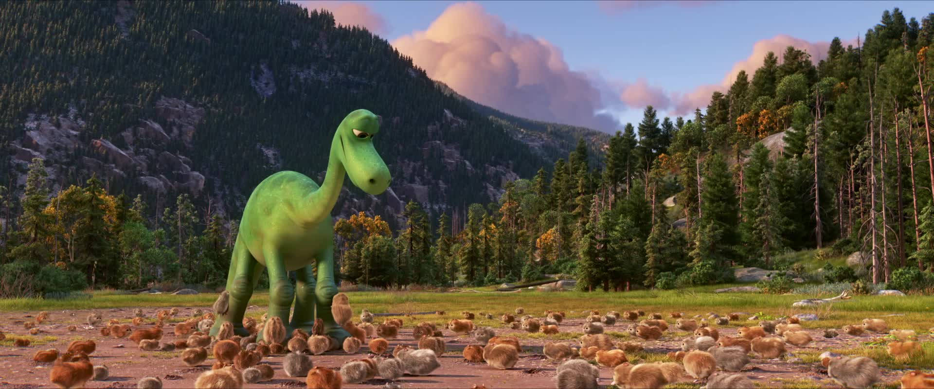 The Good Dinosaur With Squirrels Wallpaper