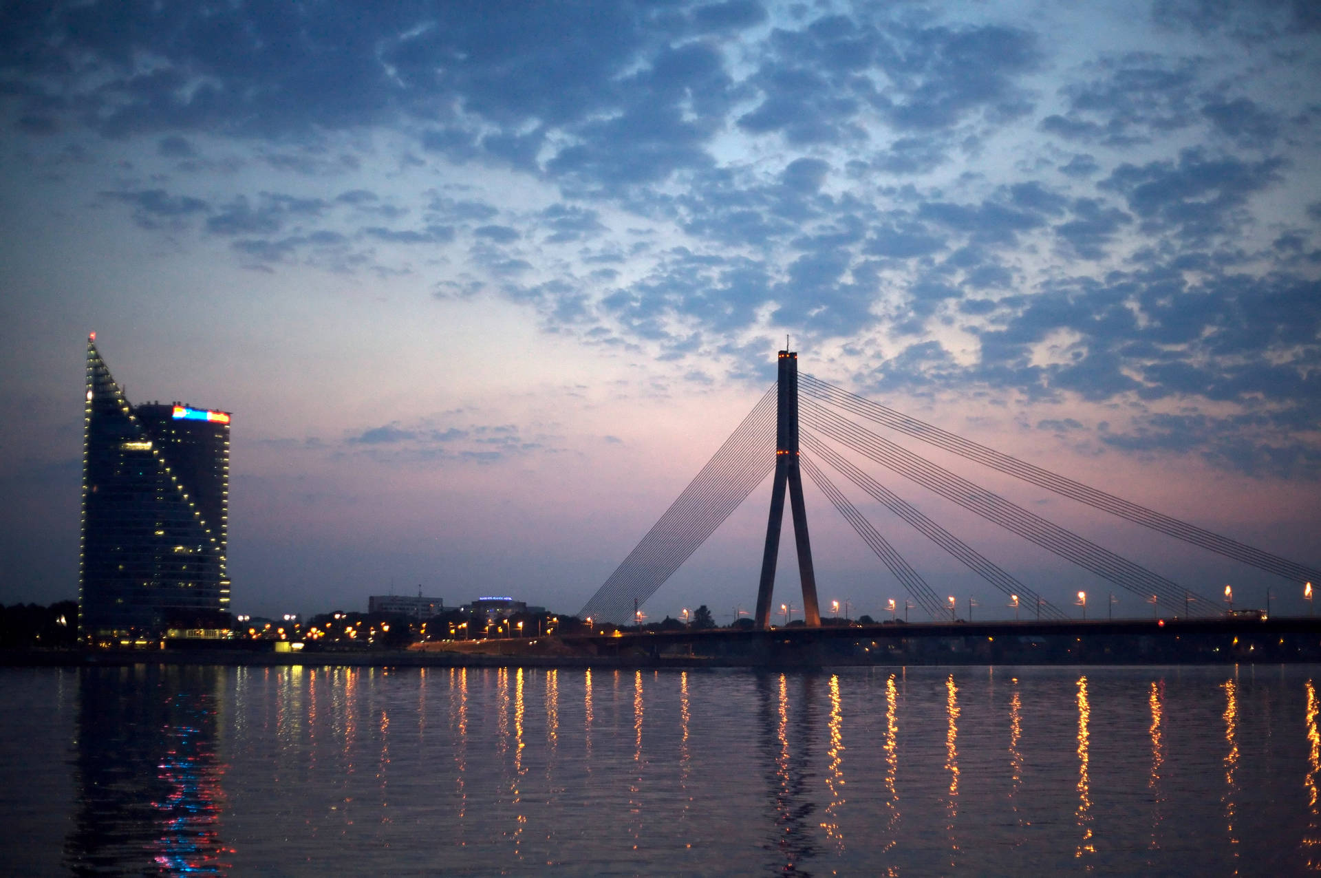 The Gorgeous Vansu Bridge In Riga Wallpaper