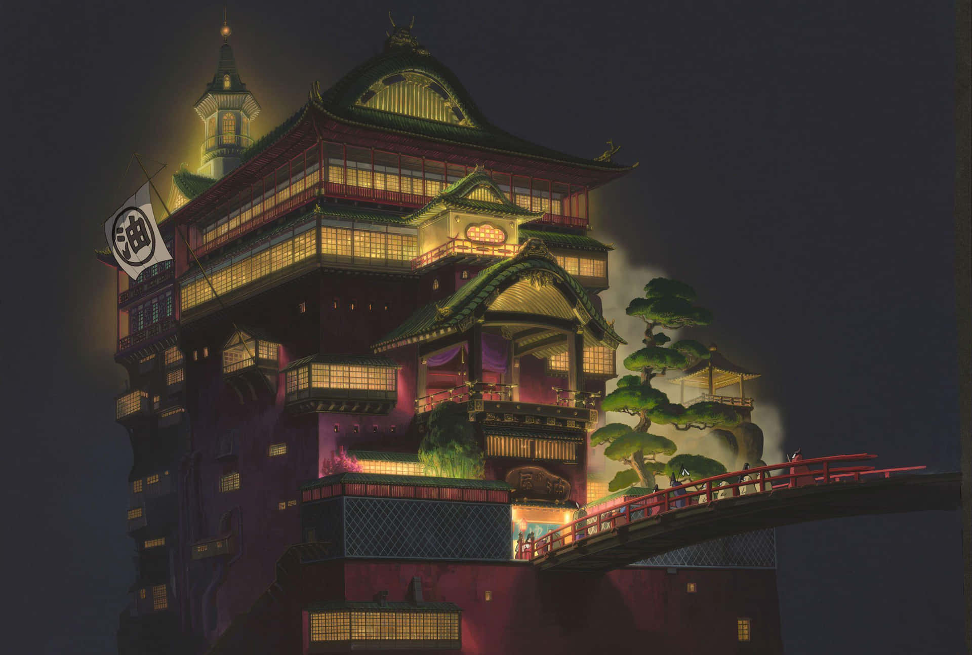 The Grand Bathhouse In Spirited Away Movie Wallpaper