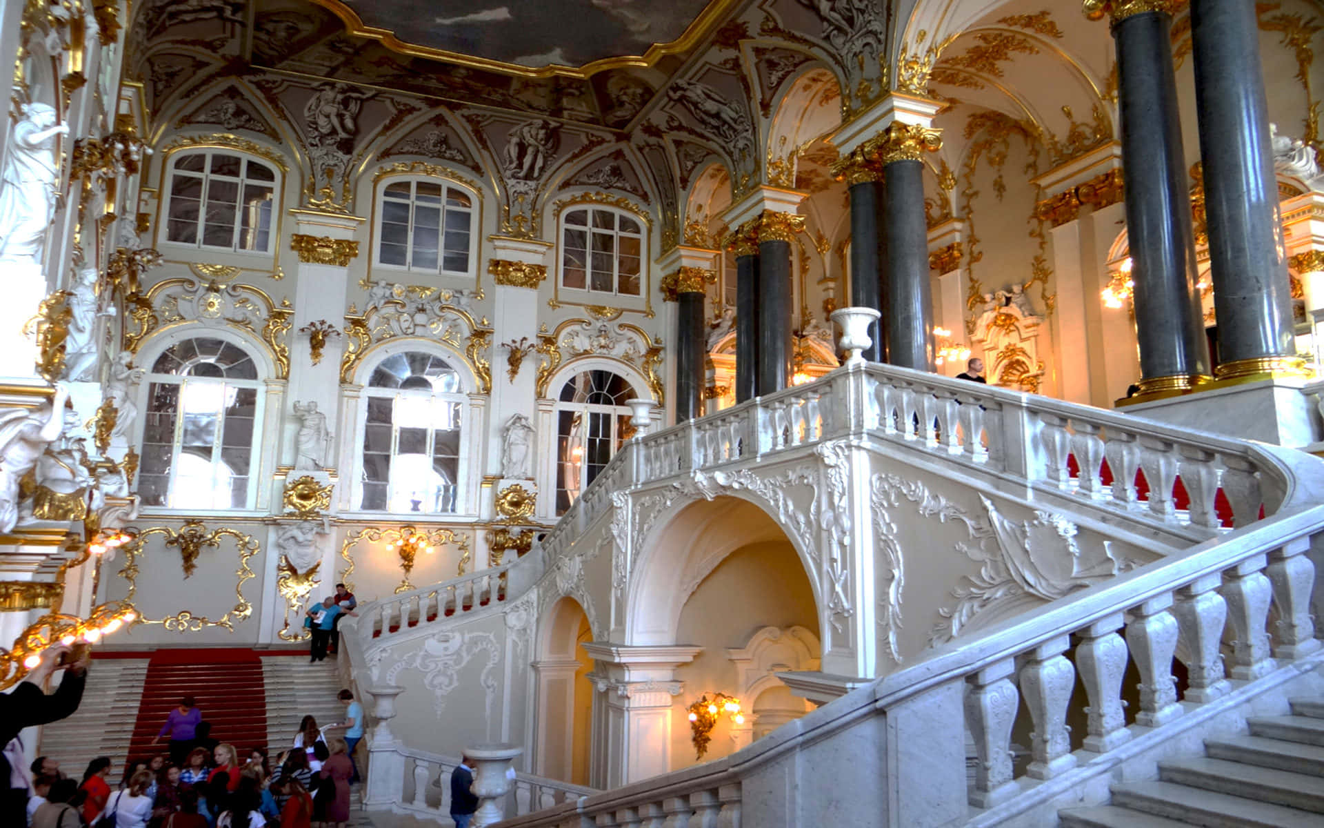 The Grandeur of the Hermitage Staircase Wallpaper
