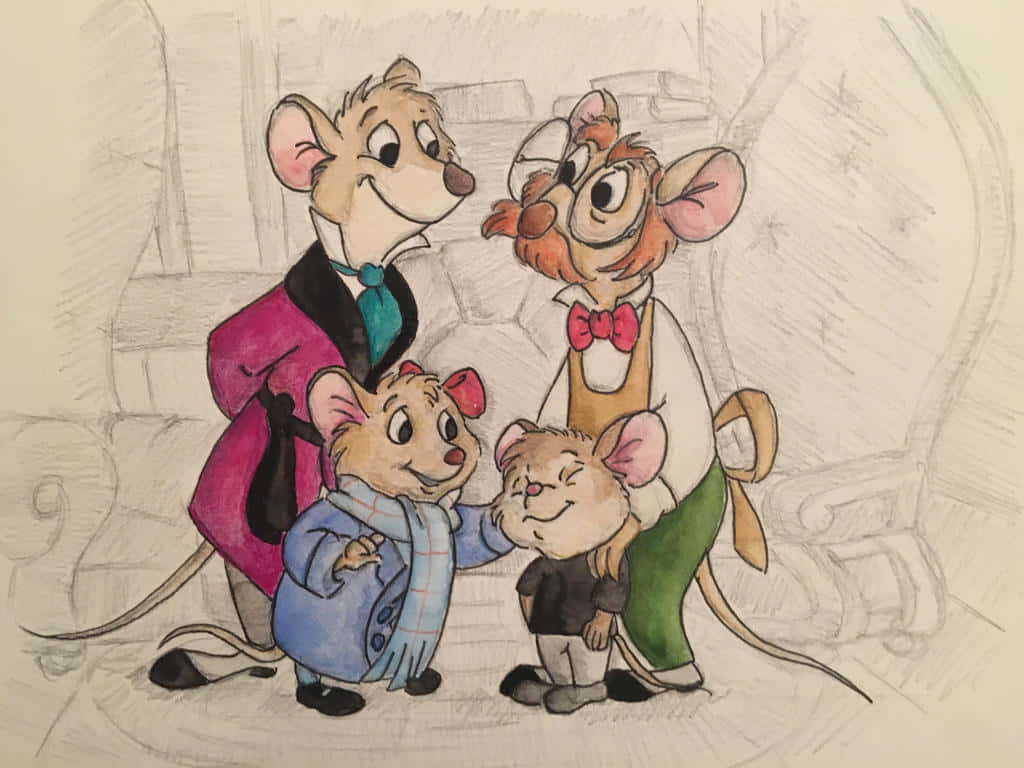 The Great Mouse Detective, Basil, and Dr. Dawson solving a mystery in London Wallpaper