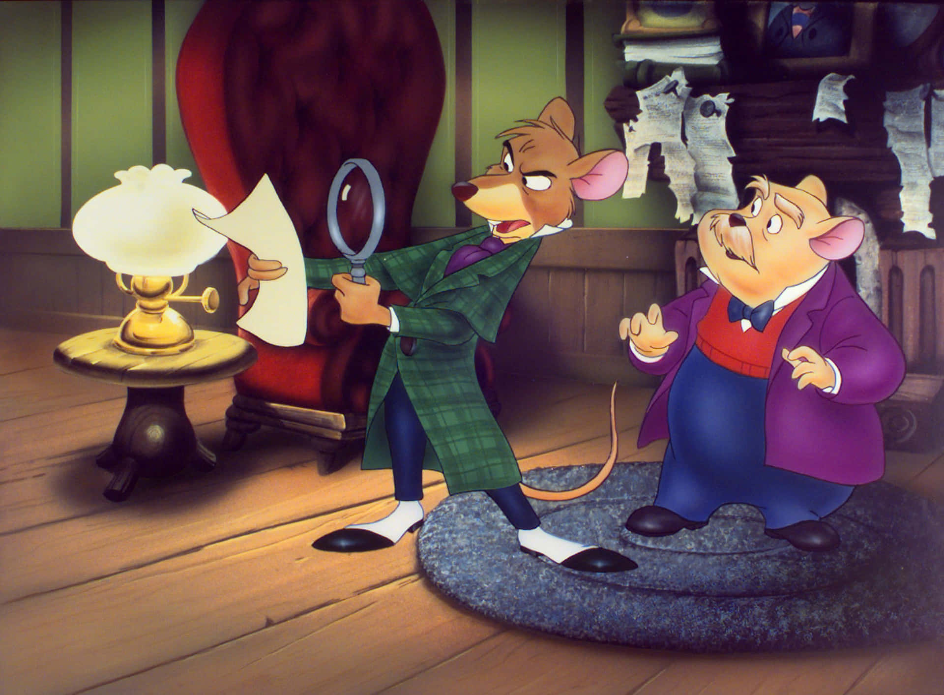 Basil and Dr. Dawson in The Great Mouse Detective Wallpaper