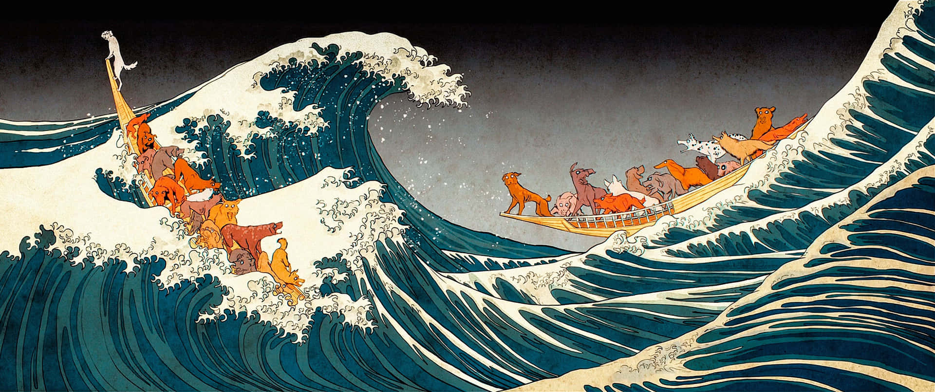 The Great Wave Isle Of Dogs Wallpaper