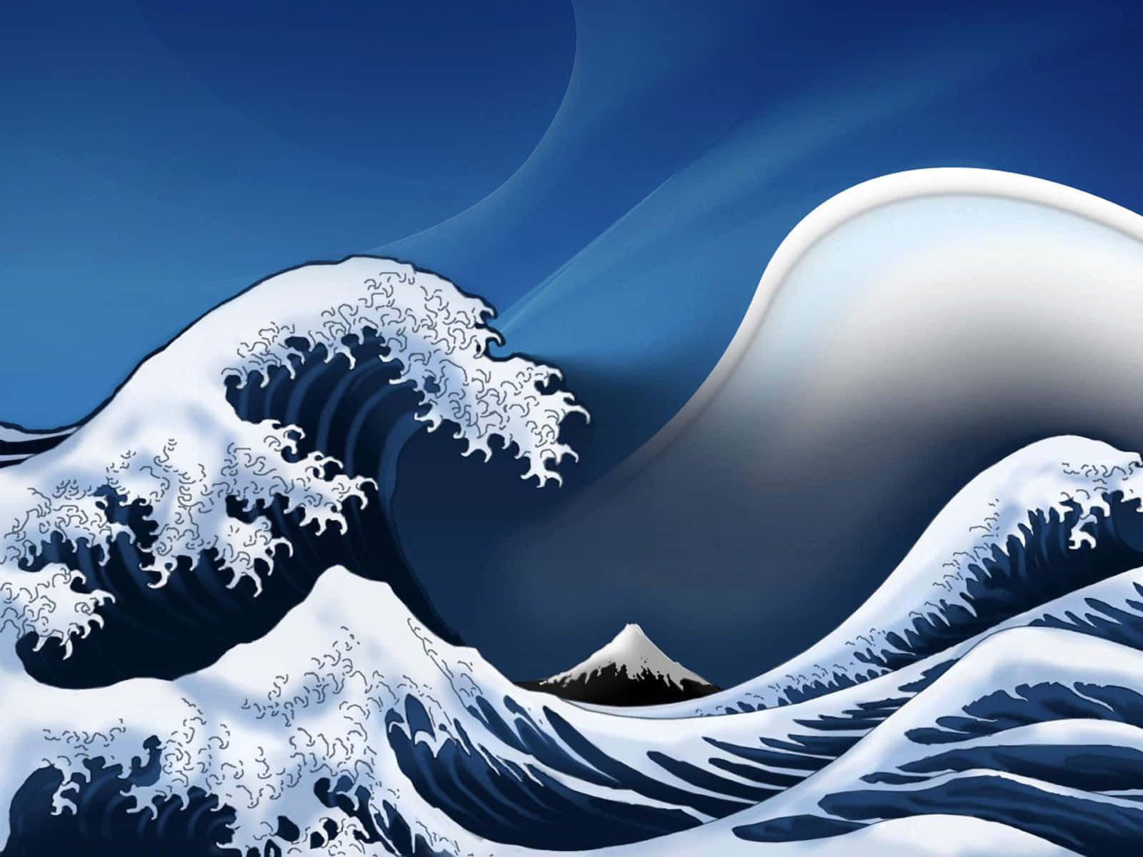 The Great Wave Blue Abstract Art Wallpaper