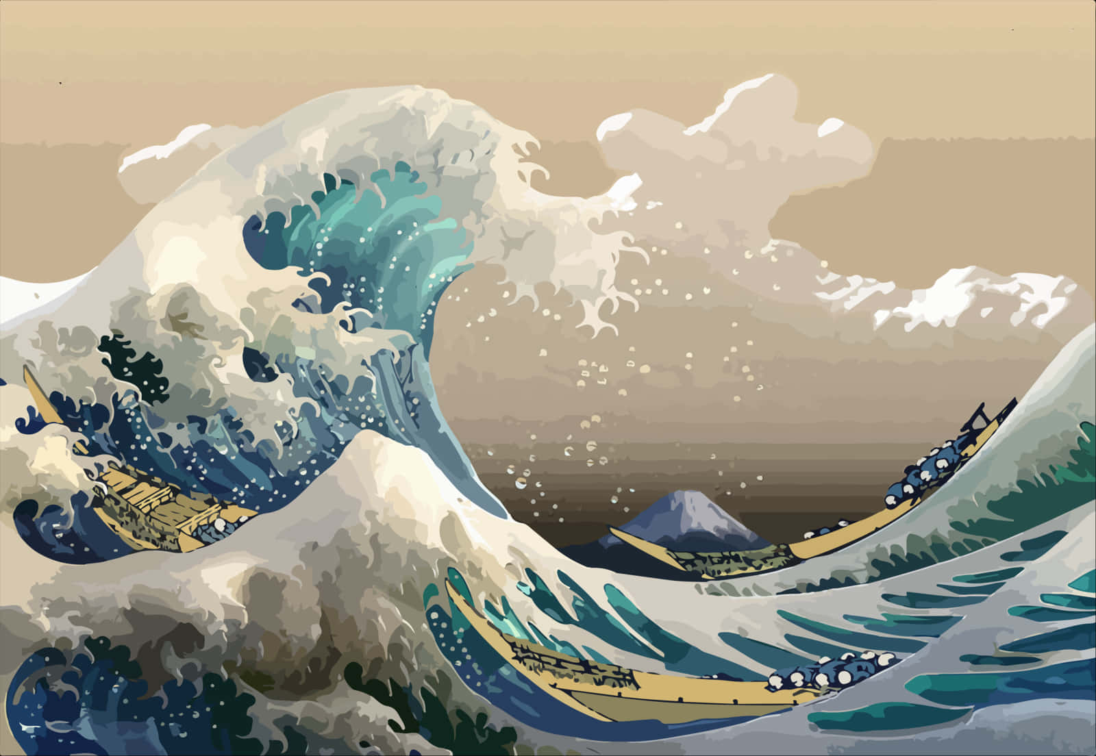 Aesthetic Art Of The Great Wave Background