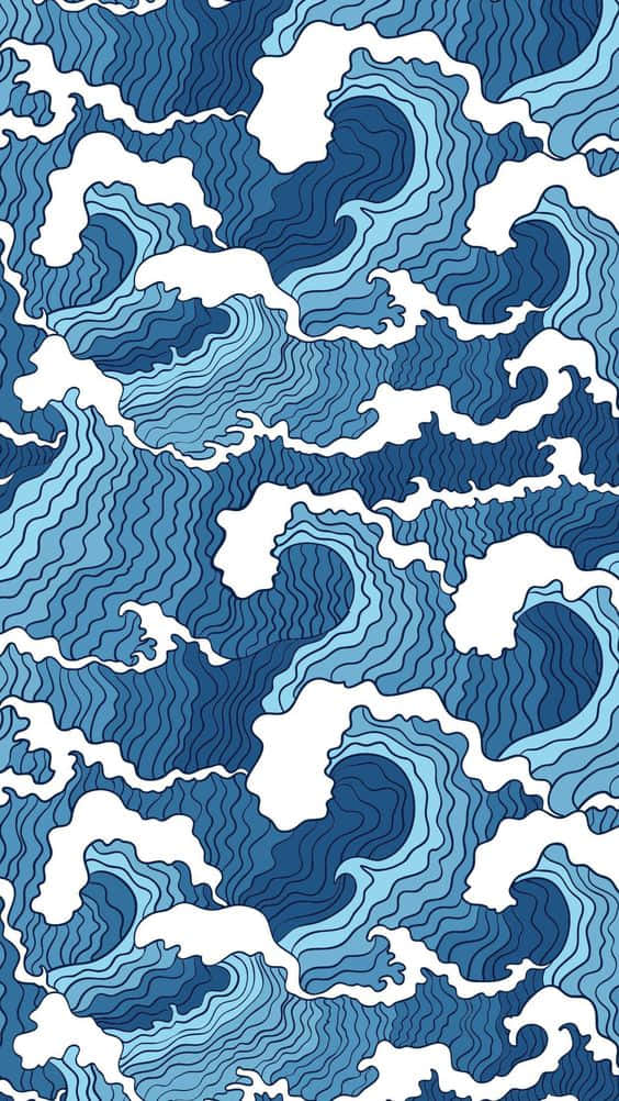 The Great Wave Pattern Wallpaper