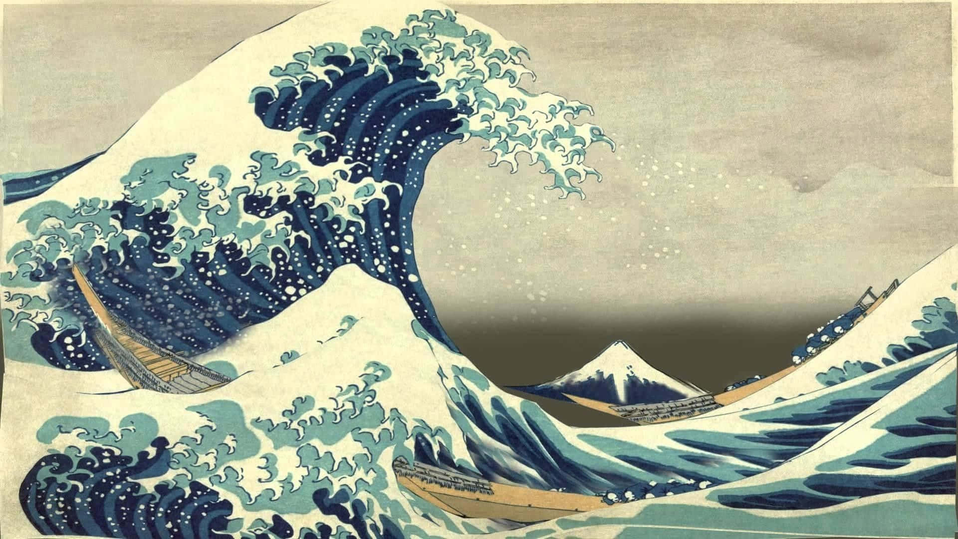 The Great Wave Vintage Style Print Wallpaper