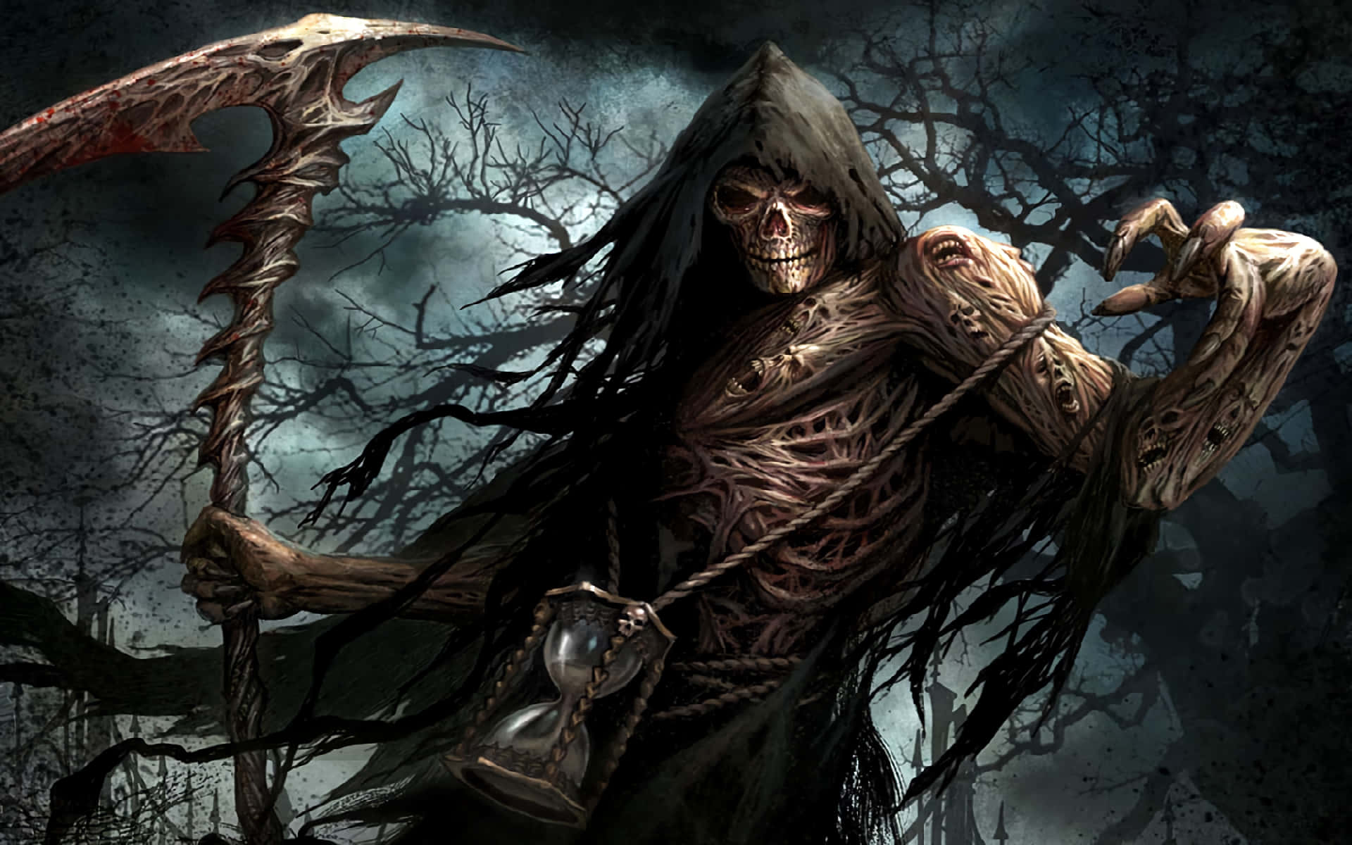 The Grim Reaper In A Mystical Forest Wallpaper