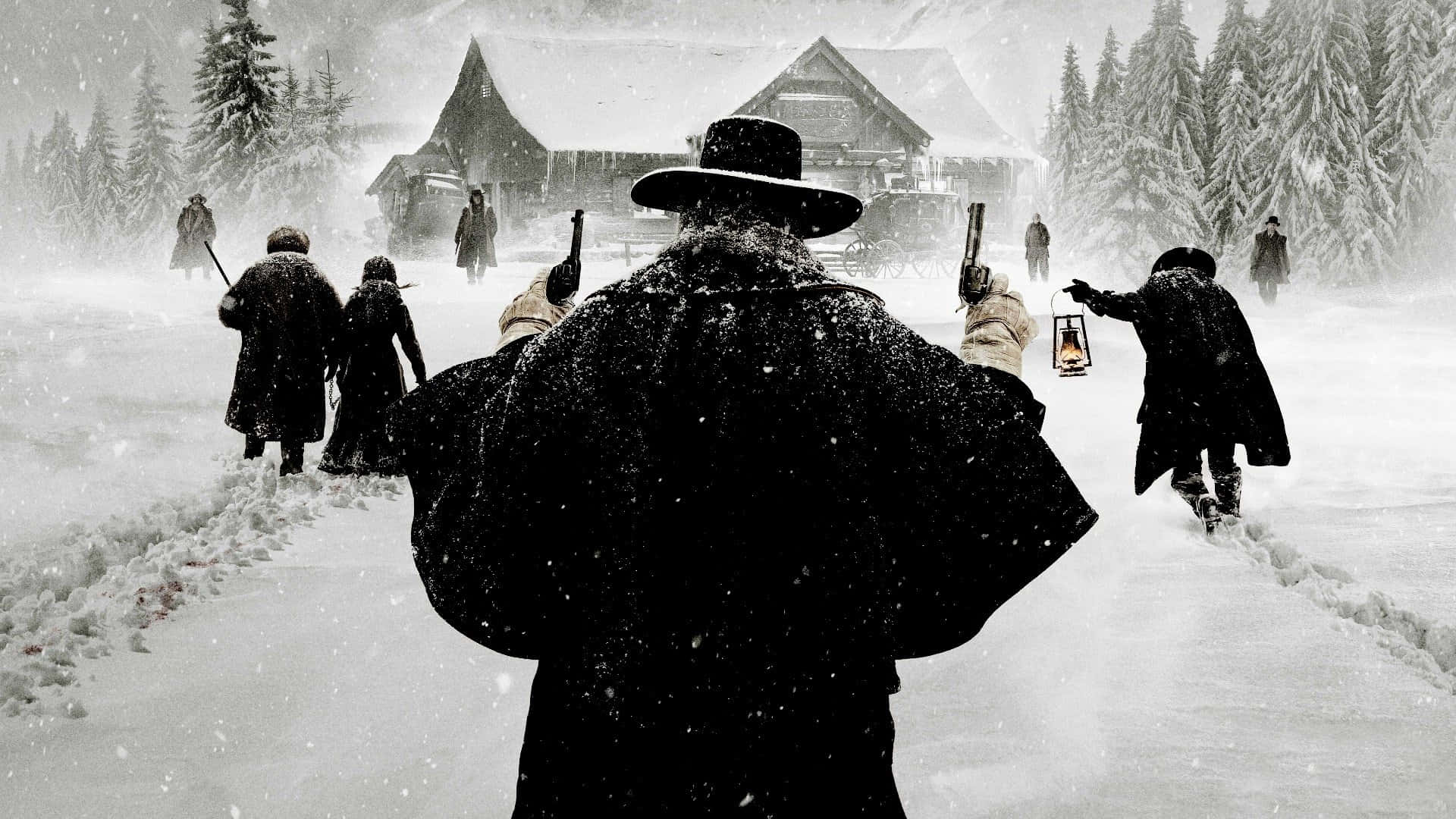 The Hateful Eight Main Characters In Chilling Winter Wallpaper