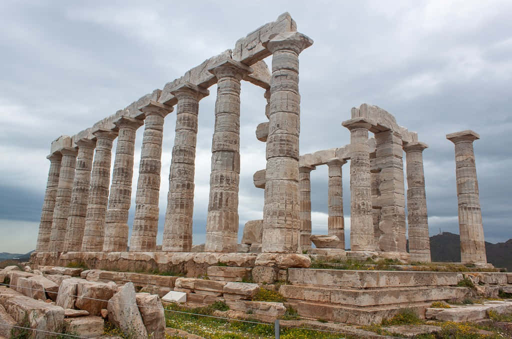 Den historiske Temple of Poseidon: Udforsk den historiske Temple of Poseidon. Wallpaper