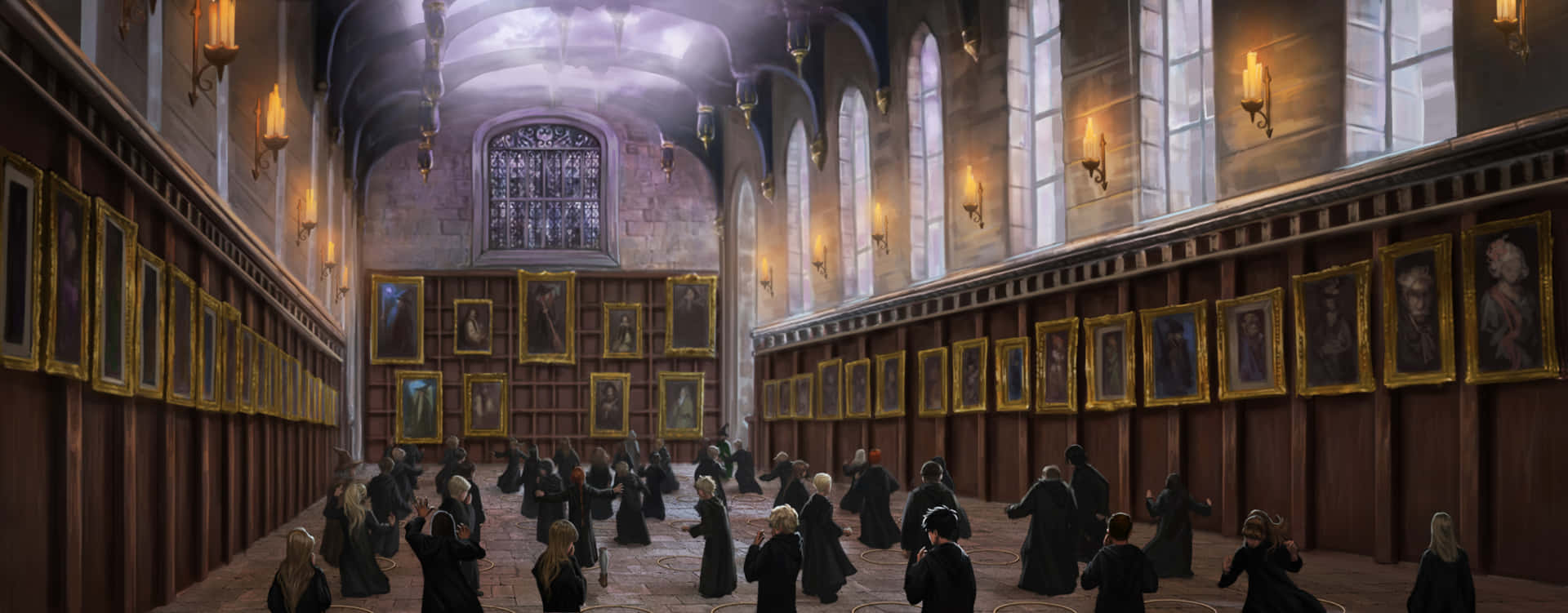 "Explore the Magical Charming Corridor at Hogwarts!" Wallpaper