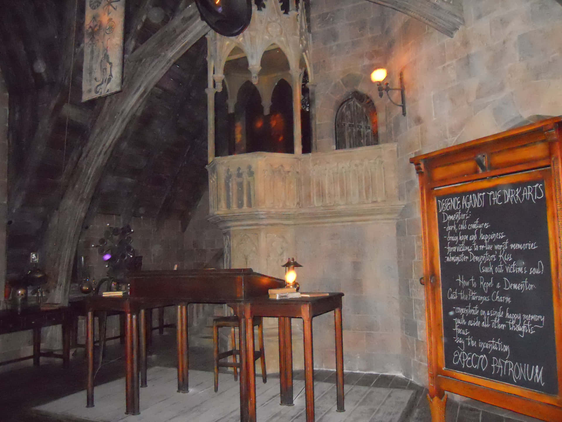 Learn the Dark Arts in the Hogwarts Classroom Wallpaper