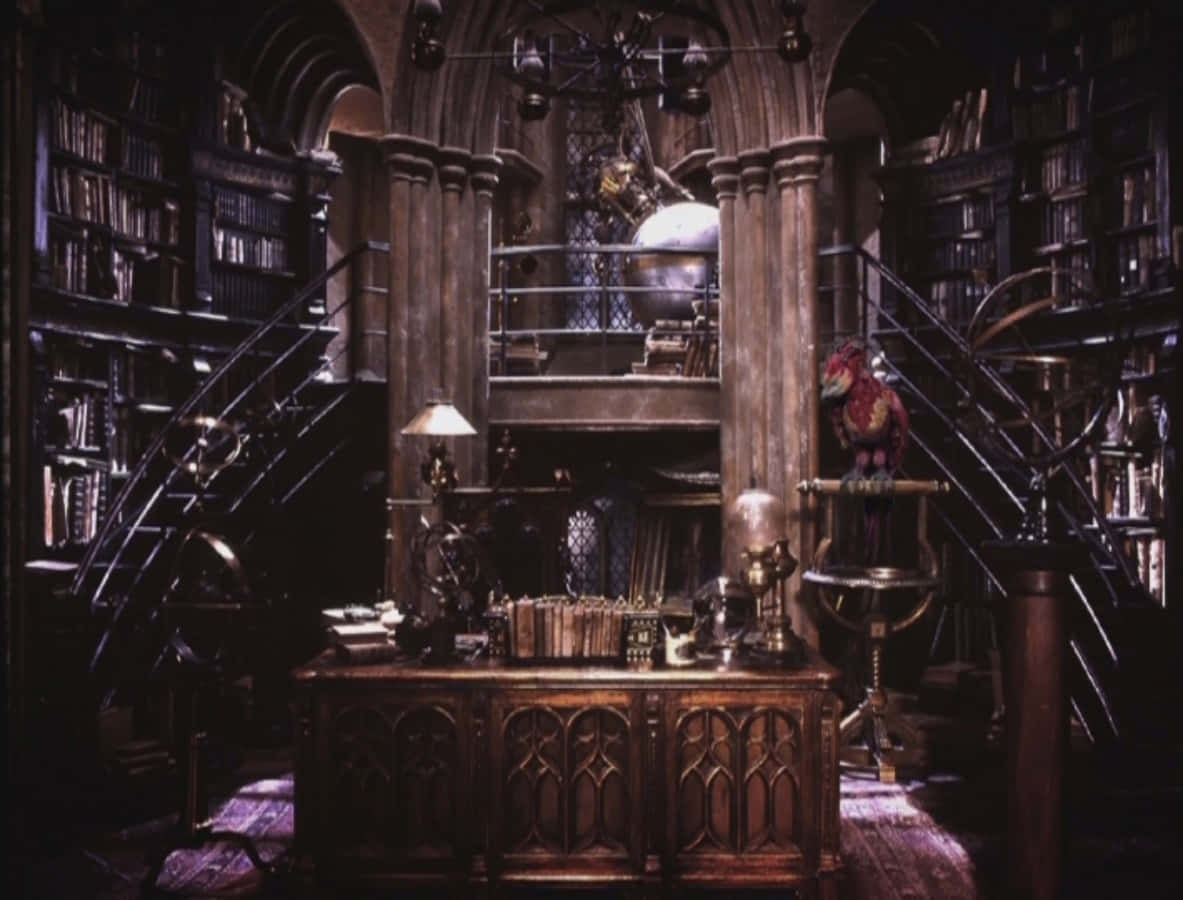 Intricate Detailing of the Hogwarts Headmaster's Office Wallpaper