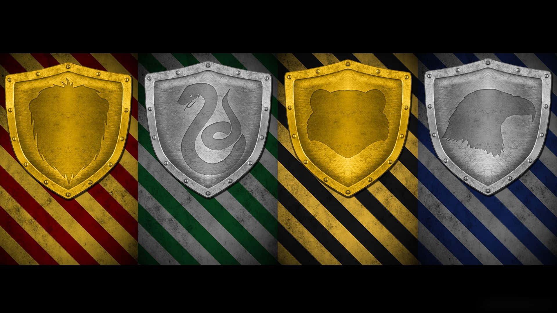 Representation of the four Hogwarts Houses Wallpaper