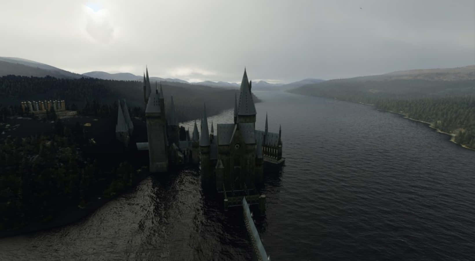 The majestic Hogwarts lake at sunset Wallpaper