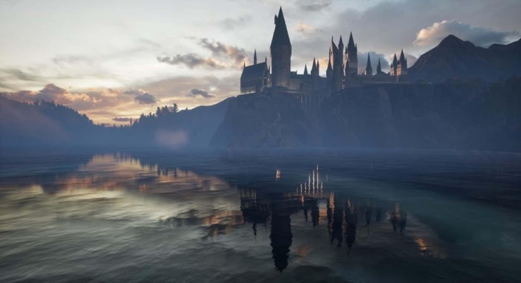 The Calm, Serene Surroundings of Hogwarts Lake Wallpaper