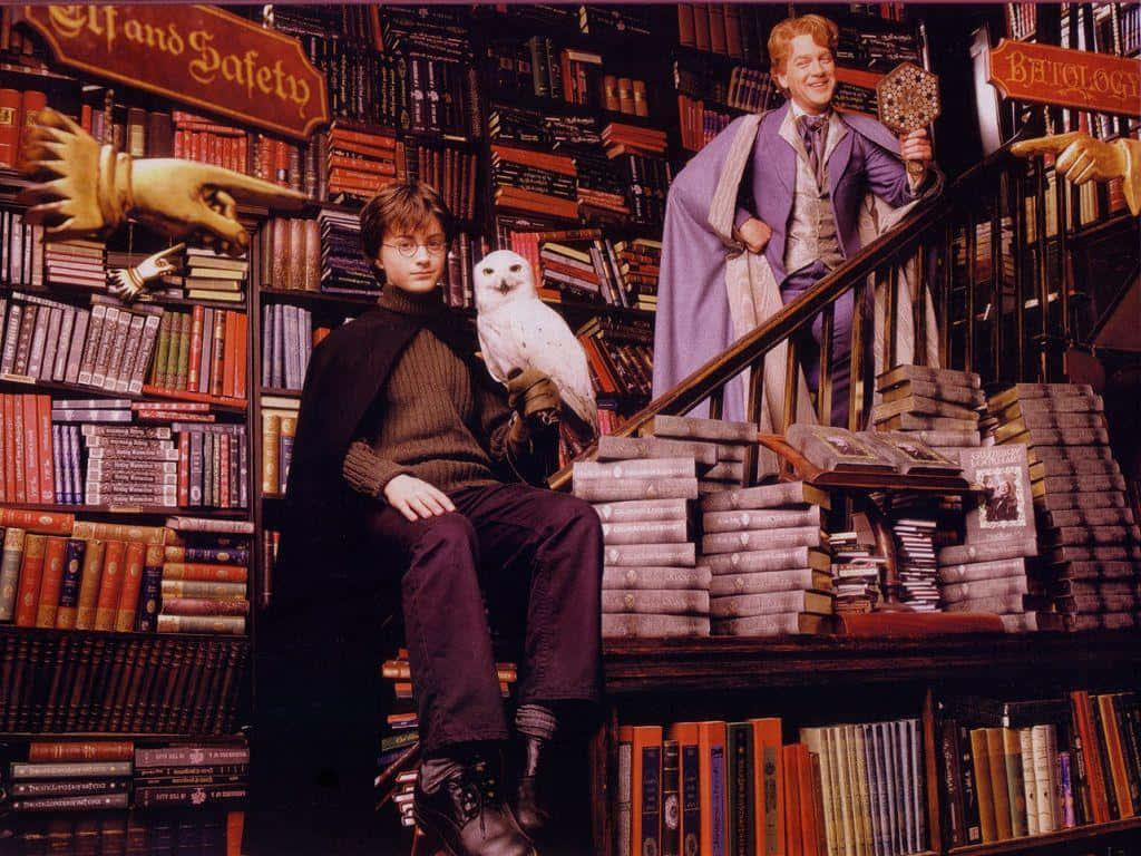 Atardecersobre La Biblioteca De Hogwarts. Fondo de pantalla