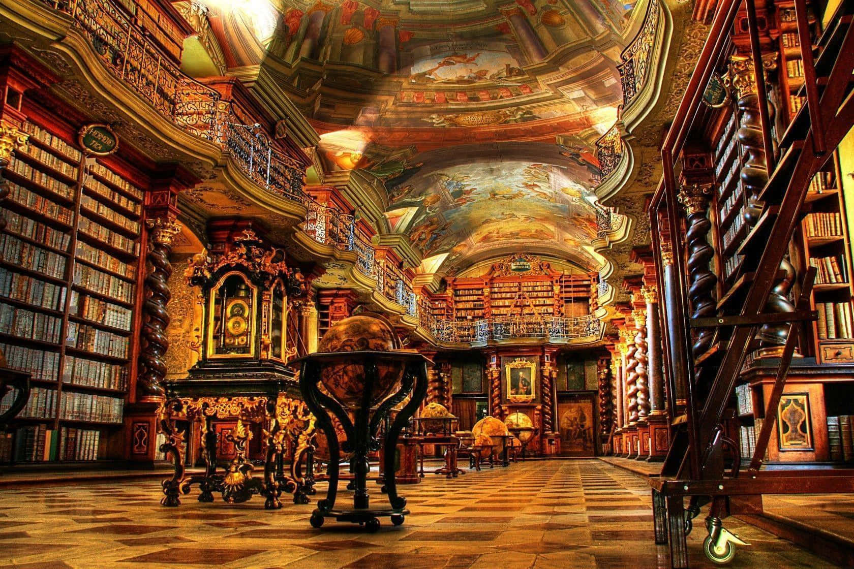 The boundless knowledge of Hogwarts Library Wallpaper