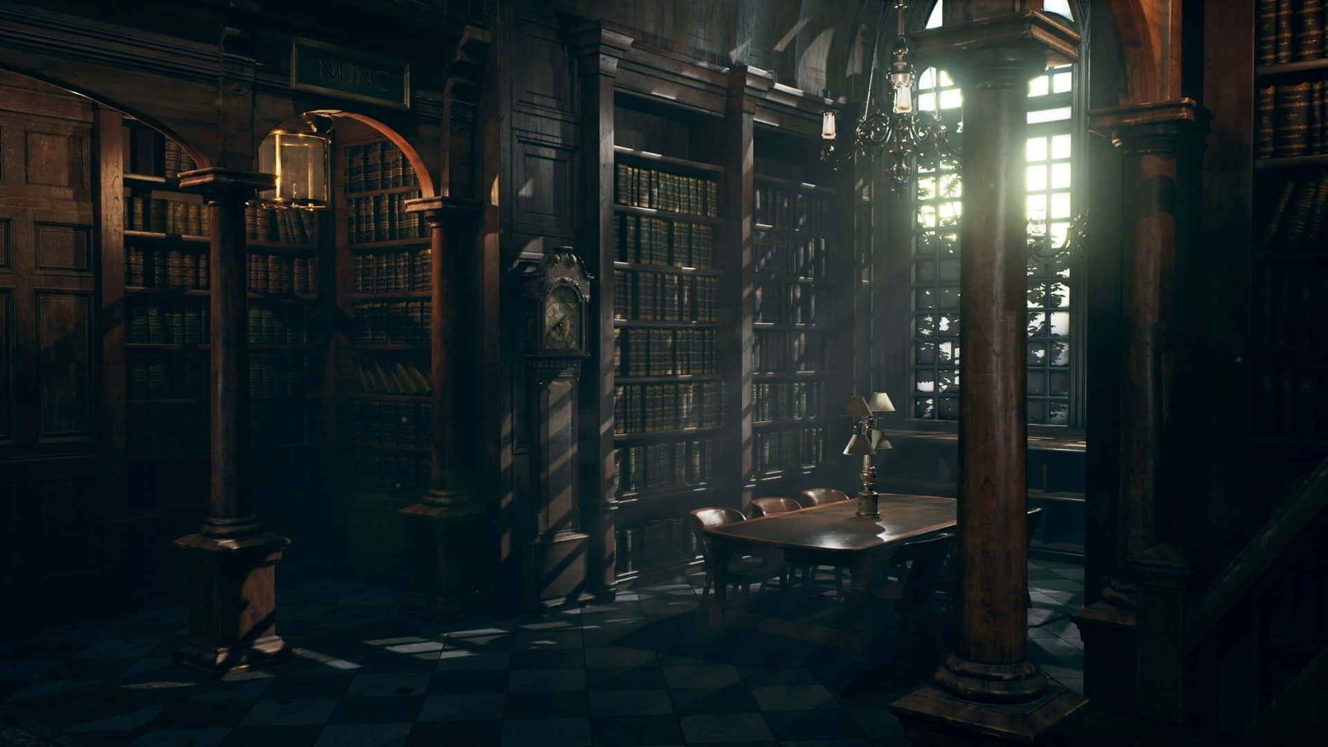 Be Spellbound in the Magical Hogwarts Library Wallpaper
