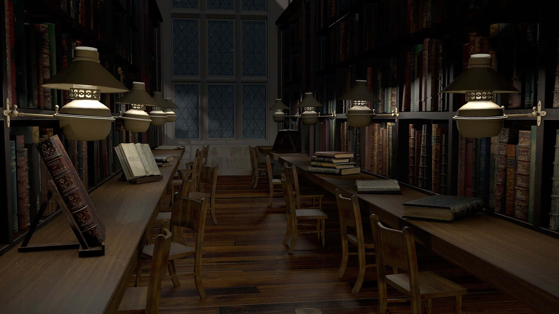 Explorael Antiguo Arte De La Magia En La Biblioteca De Hogwarts. Fondo de pantalla