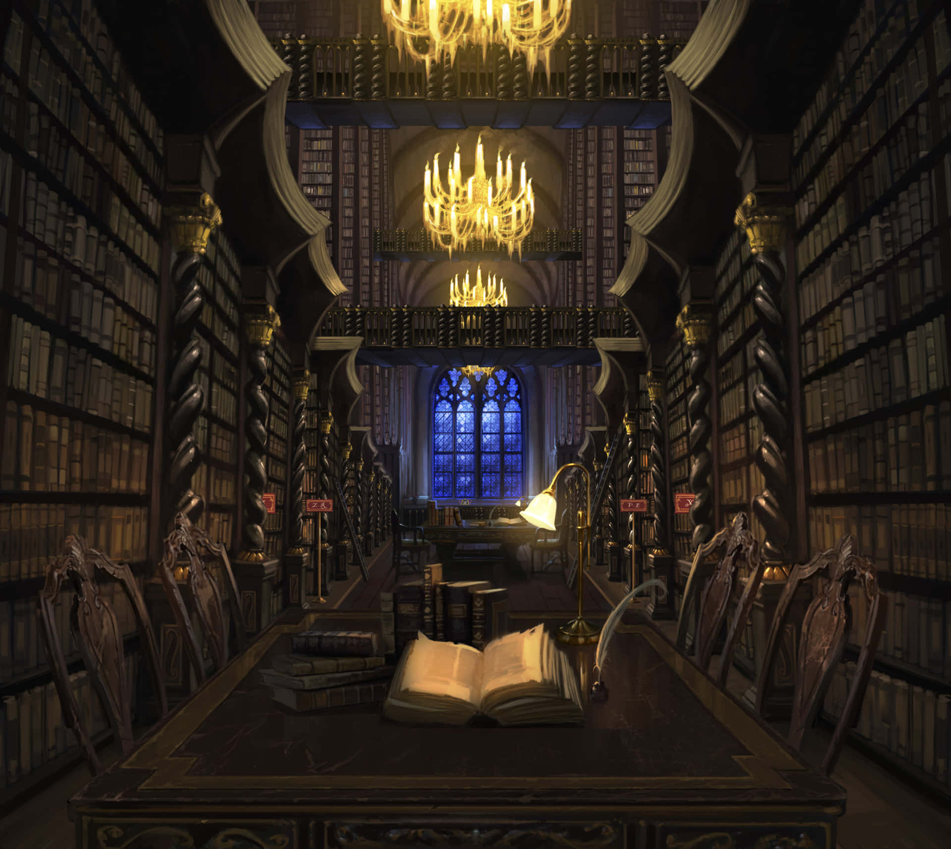 Explorandoel Mágico Mundo De La Biblioteca De Hogwarts. Fondo de pantalla