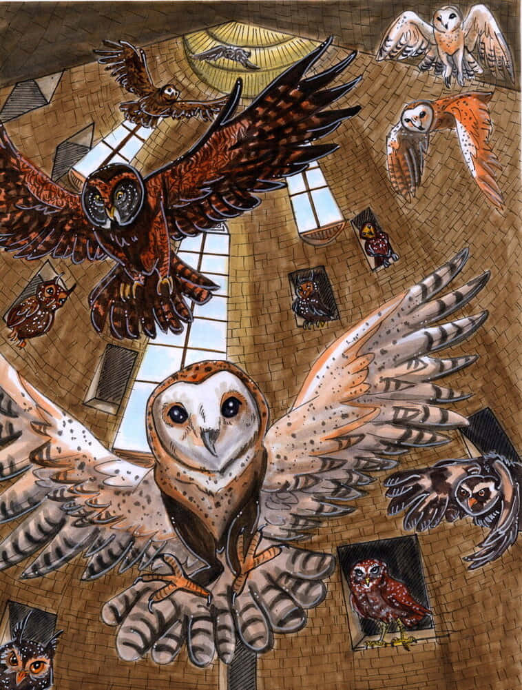 Explore the magical world of Hogwarts with a visit to the Owlery Wallpaper