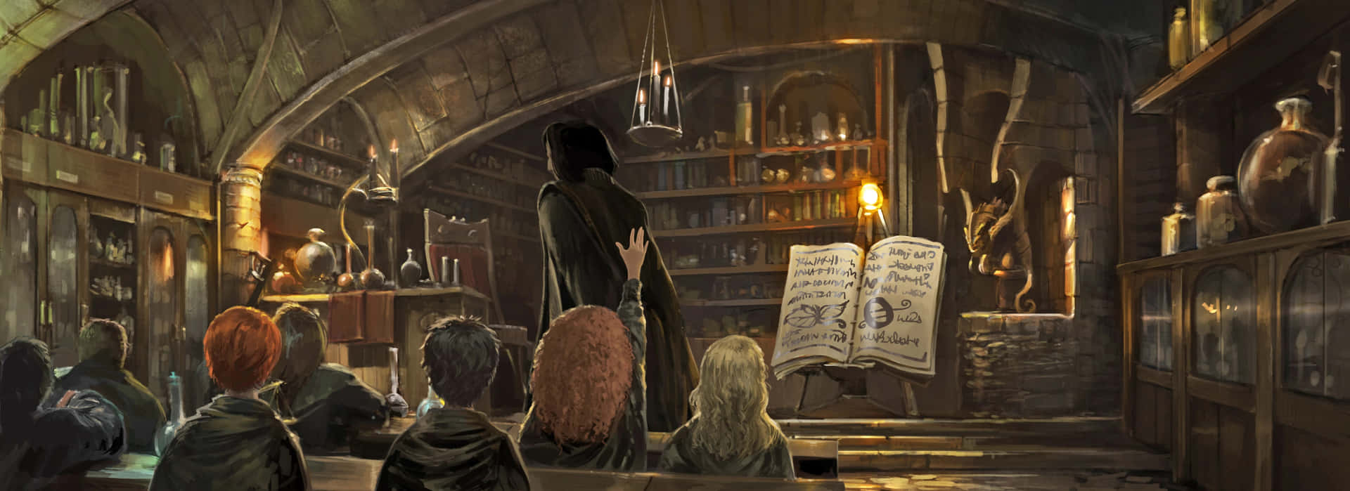 Learn to make magical potions in The Hogwarts Potions Class Wallpaper