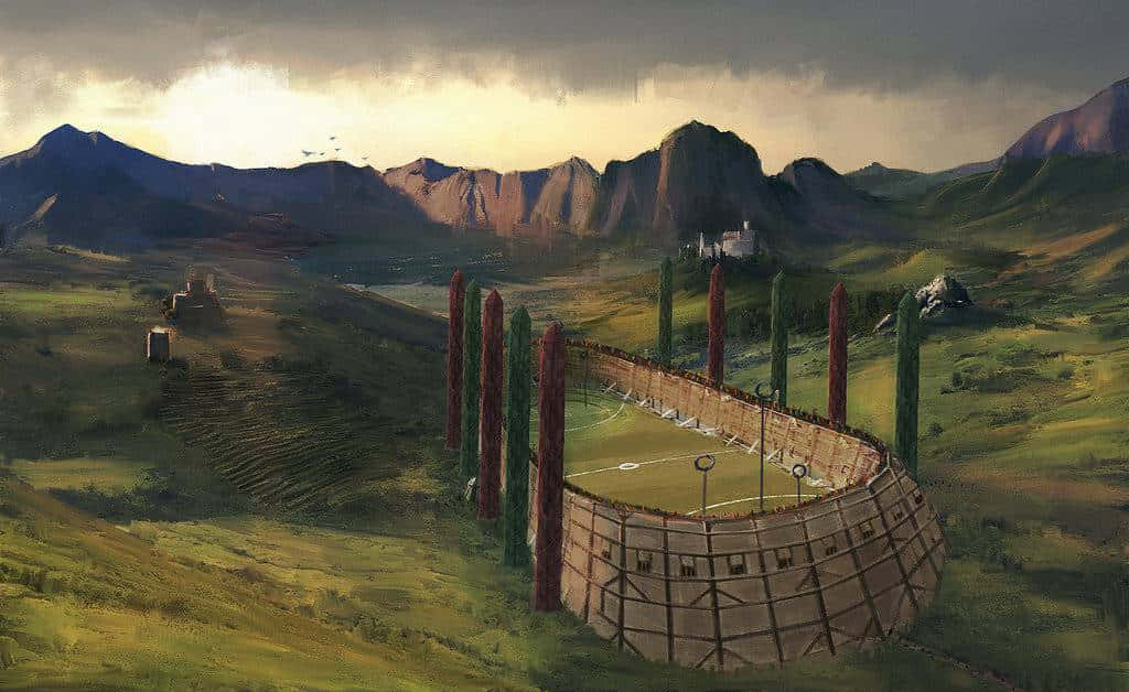 "The world-famous Hogwarts Quidditch Pitch - home to Quidditch tournaments since the 1400s." Wallpaper