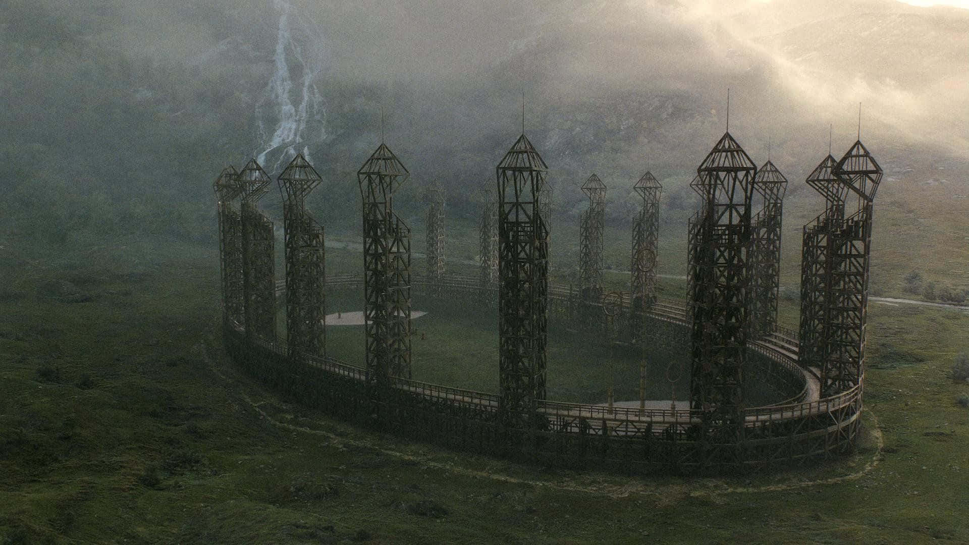 The Hogwarts Quidditch Pitch - Fly Quickly to Witness a Magical Match Wallpaper