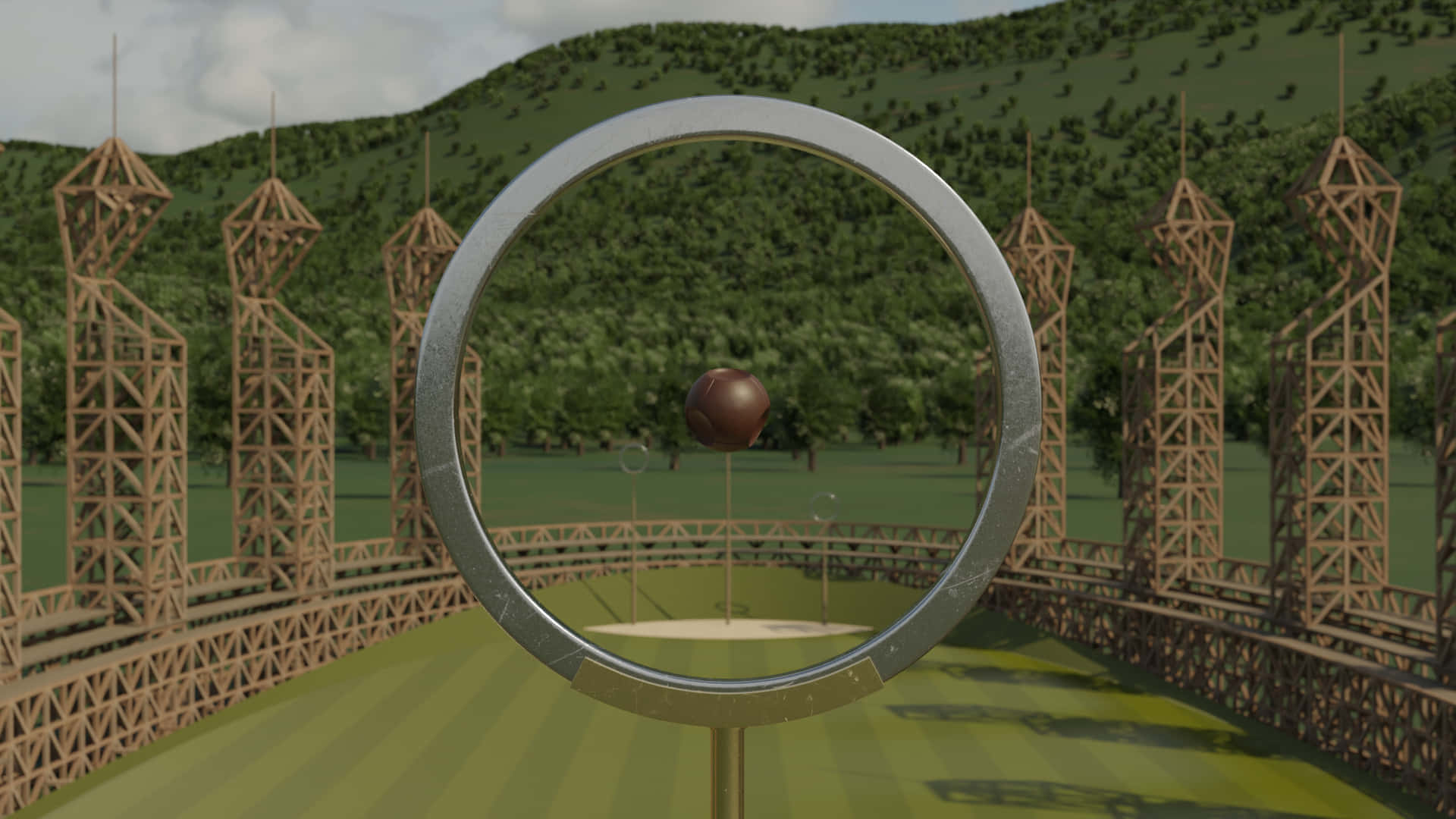 The Hogwarts Quidditch Pitch as Seen in the Harry Potter Films Wallpaper