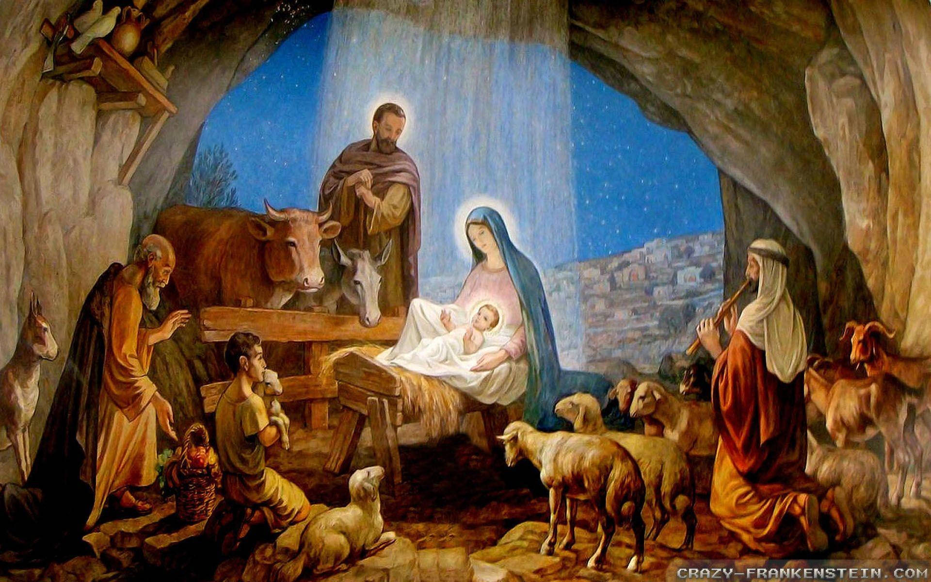 The Holy Family In The Stone Cave Wallpaper