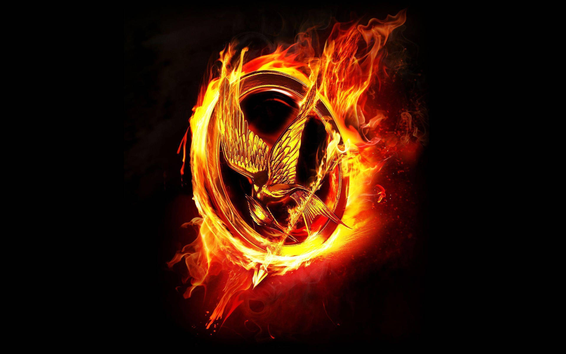 The Hunger Games Flaming Logo Wallpaper