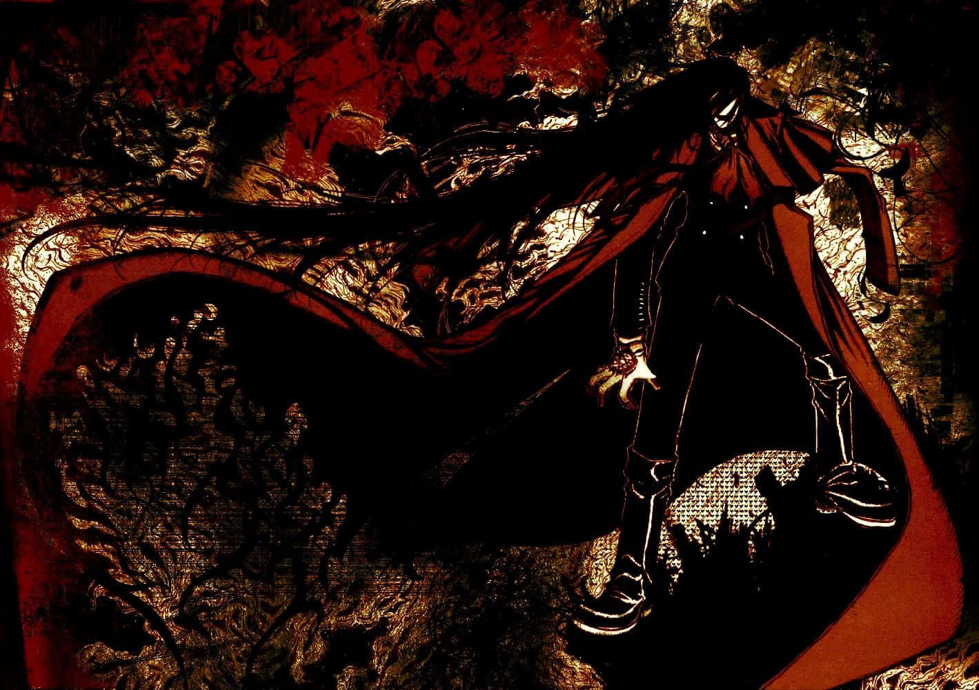 The Iconic Alucard From Hellsing Poised For Action Wallpaper